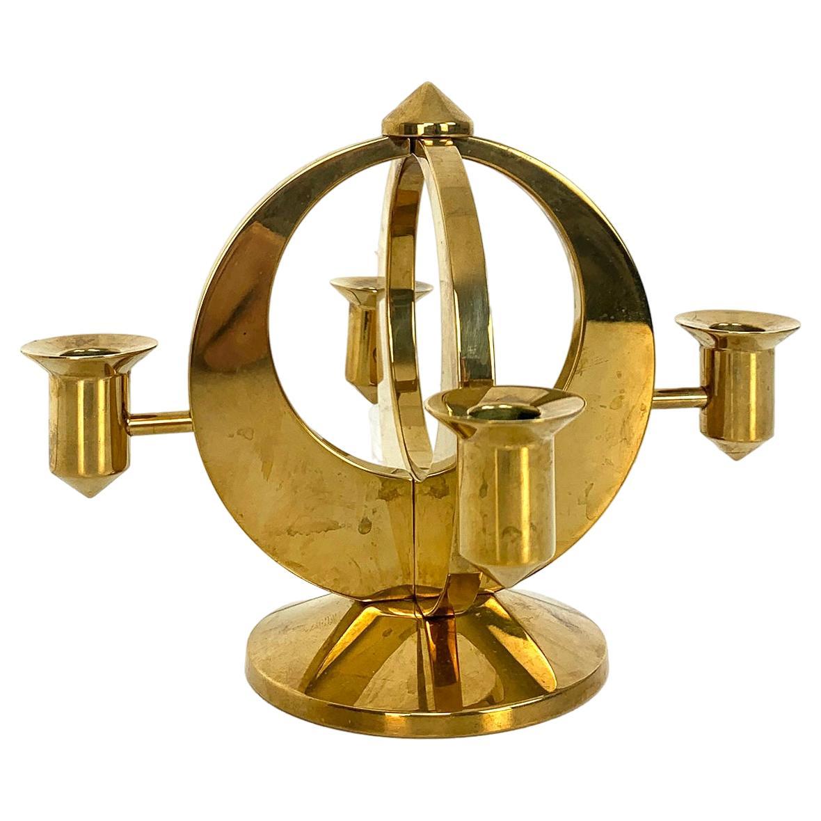 Scandinavian Mid-Century Candelabra in Brass by Arthur Pe, Kolbäck, Sweden For Sale