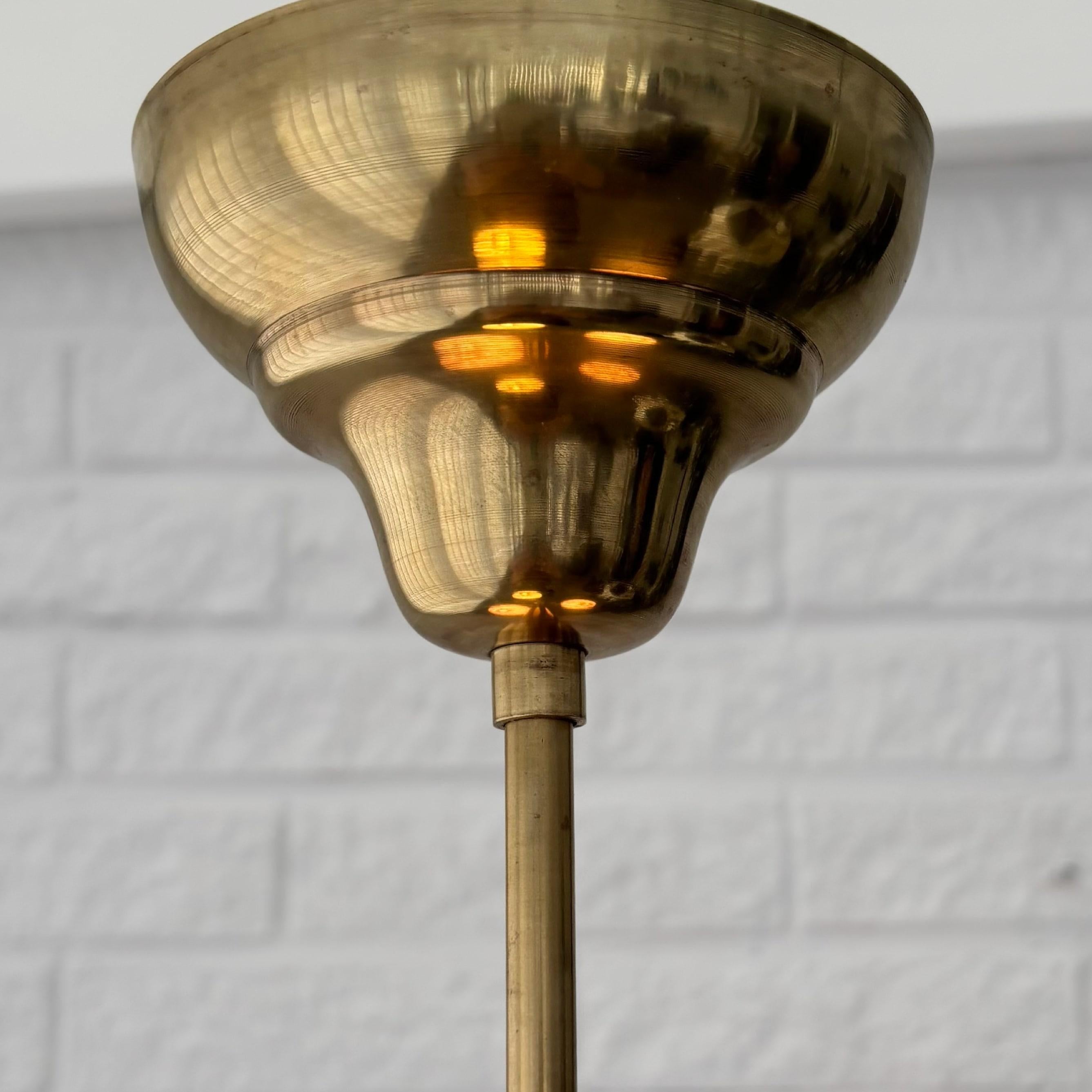 Scandinavian mid-century chandelier, brass with crystal prisms, Sweden, 1940s 6