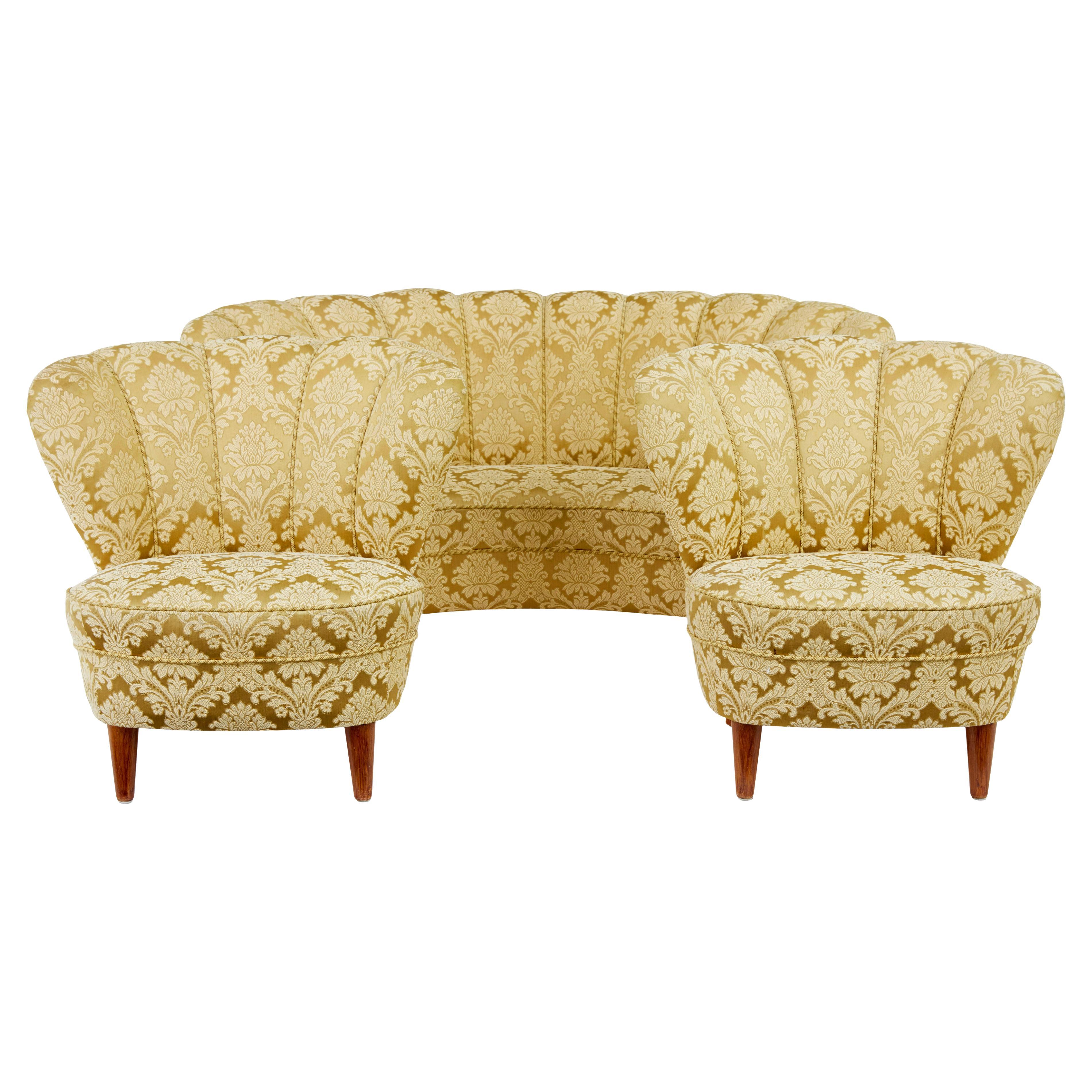 Scandinavian mid century deco inspired 3 piece salon suite For Sale