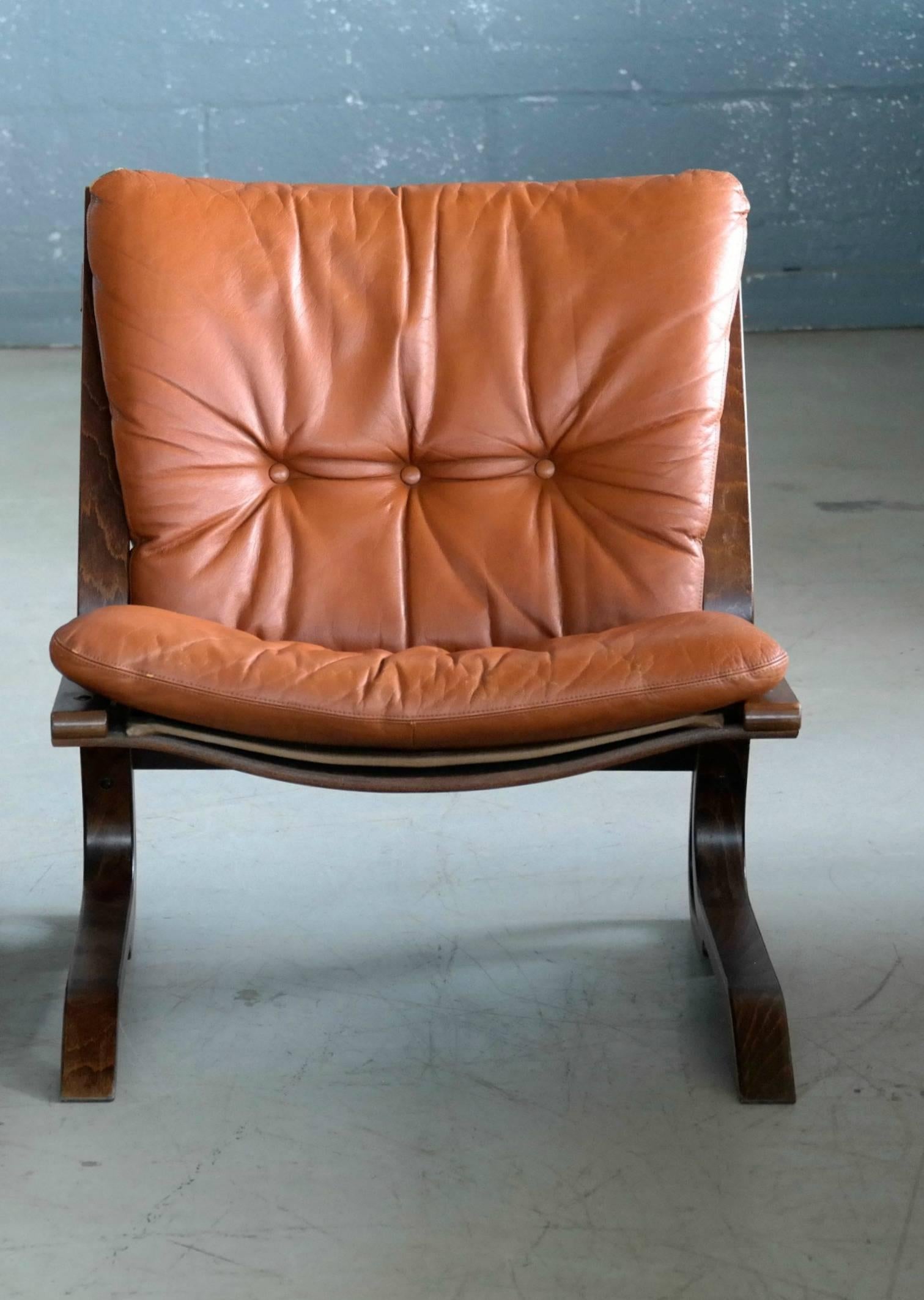 Scandinavian Modern Scandinavian Midcentury Easy Chair in Cognac Leather by Oddvin Rykken, Norway
