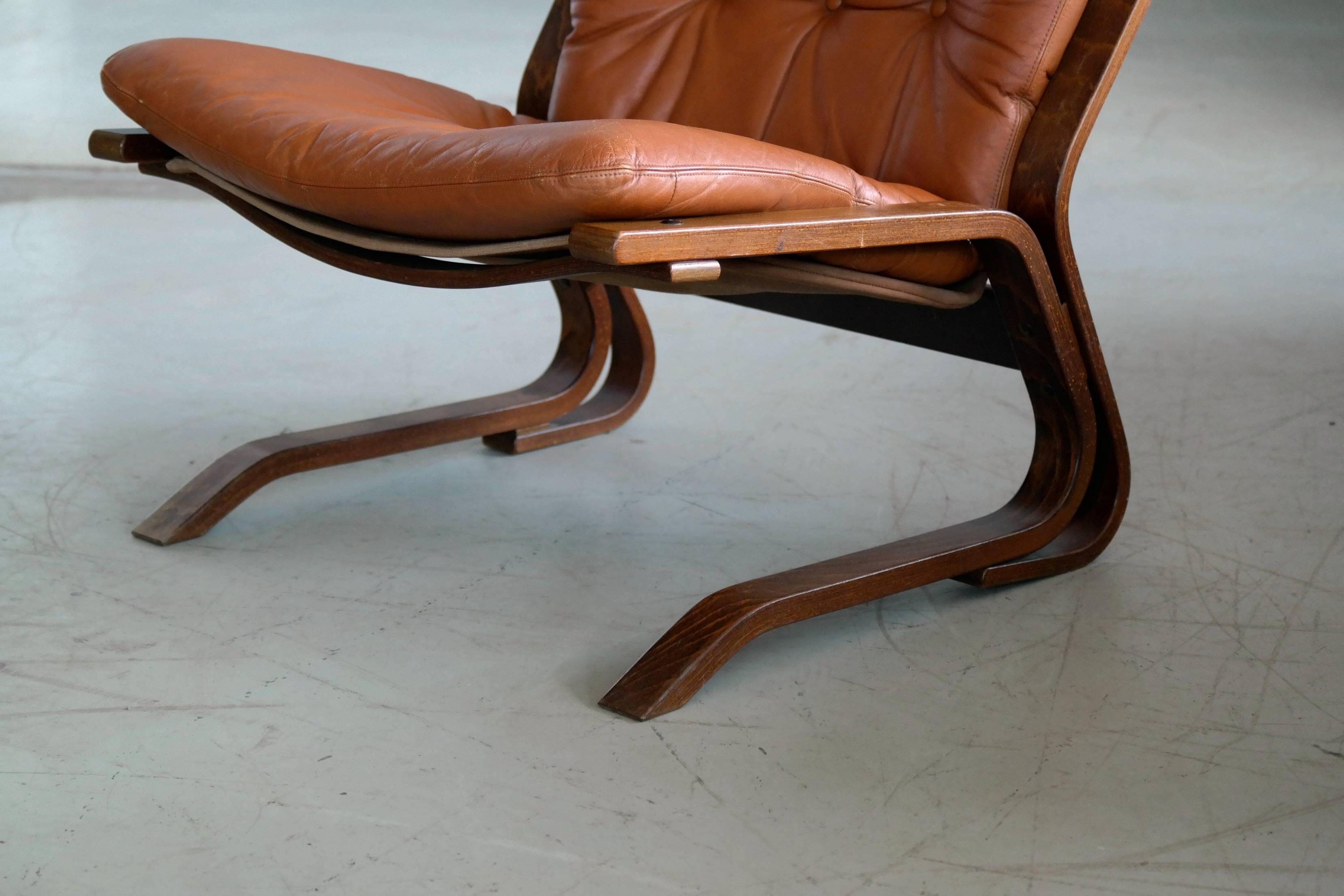 Mid-20th Century Scandinavian Midcentury Easy Chair in Cognac Leather by Oddvin Rykken, Norway