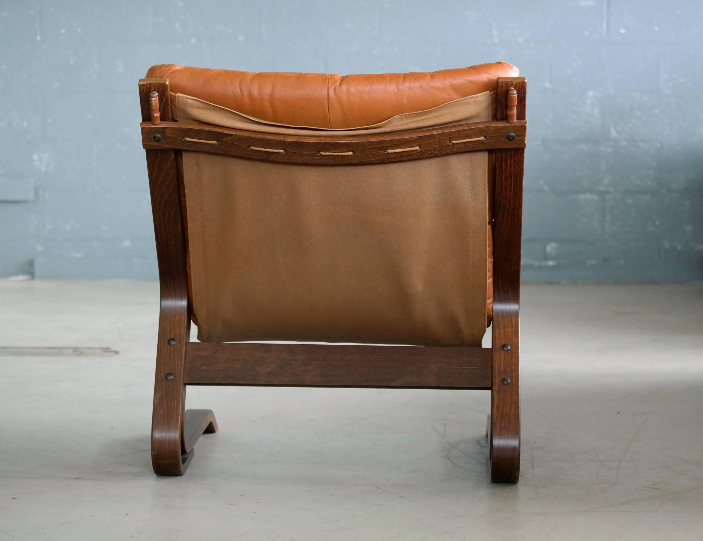 Scandinavian Midcentury Easy Chair in Cognac Leather by Oddvin Rykken, Norway 1