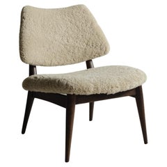 Scandinavian mid-century easy chair in shearling, produced in Norway, 1950s