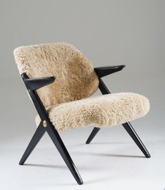 Scandinavian Mid Century Easy Chairs in Sheepskin by Bengt Ruda for NK