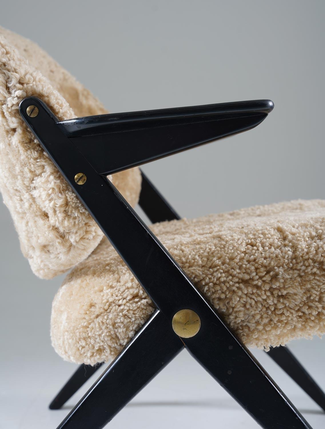 20th Century Scandinavian Mid Century Easy Chairs in Sheepskin by Bengt Ruda for NK