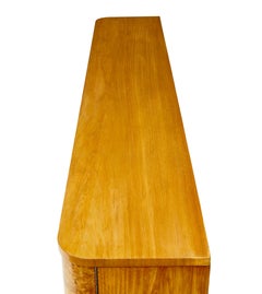 Scandinavian mid century elm and burr low open bookcase