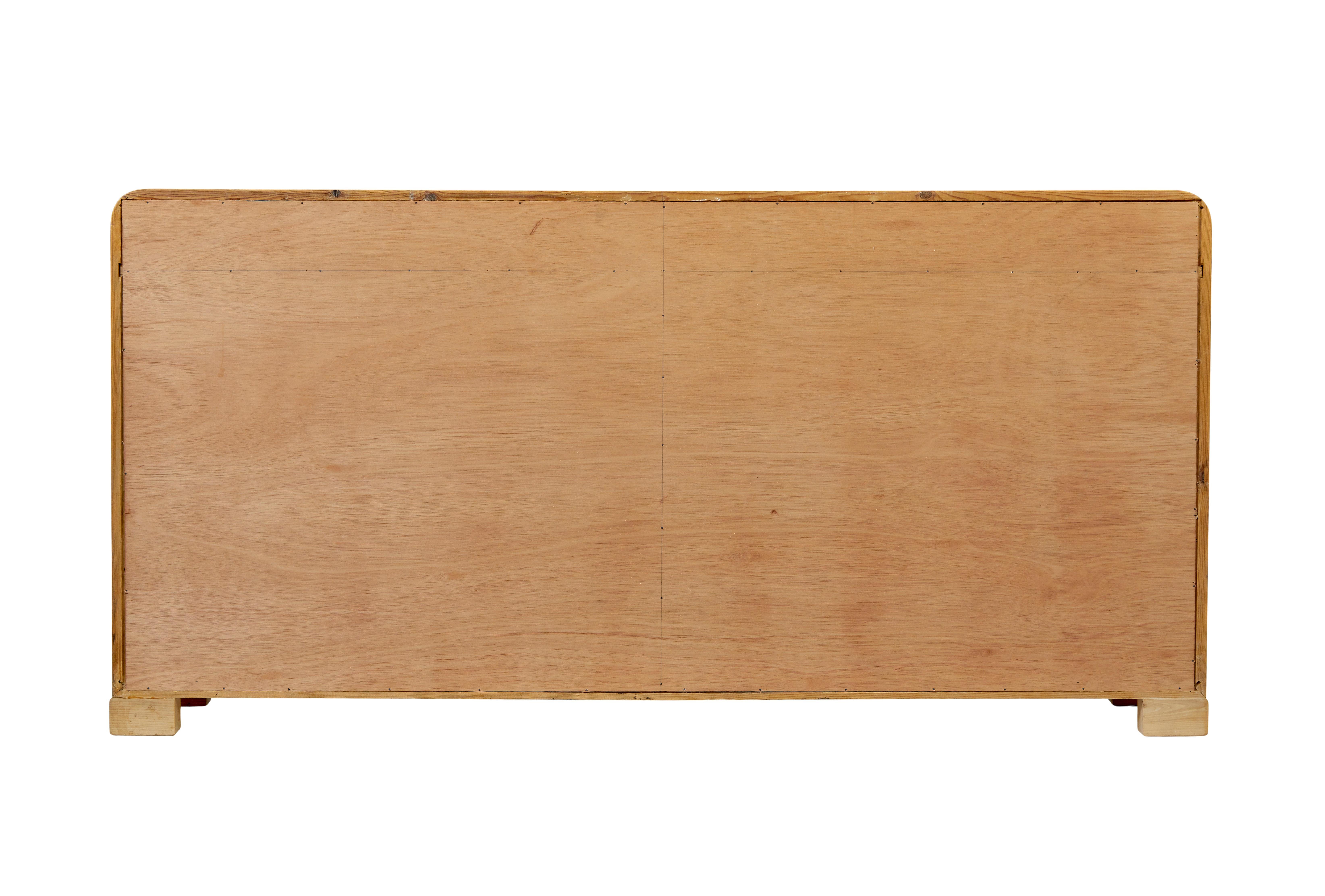Hand-Crafted Scandinavian mid century elm low open bookcase For Sale