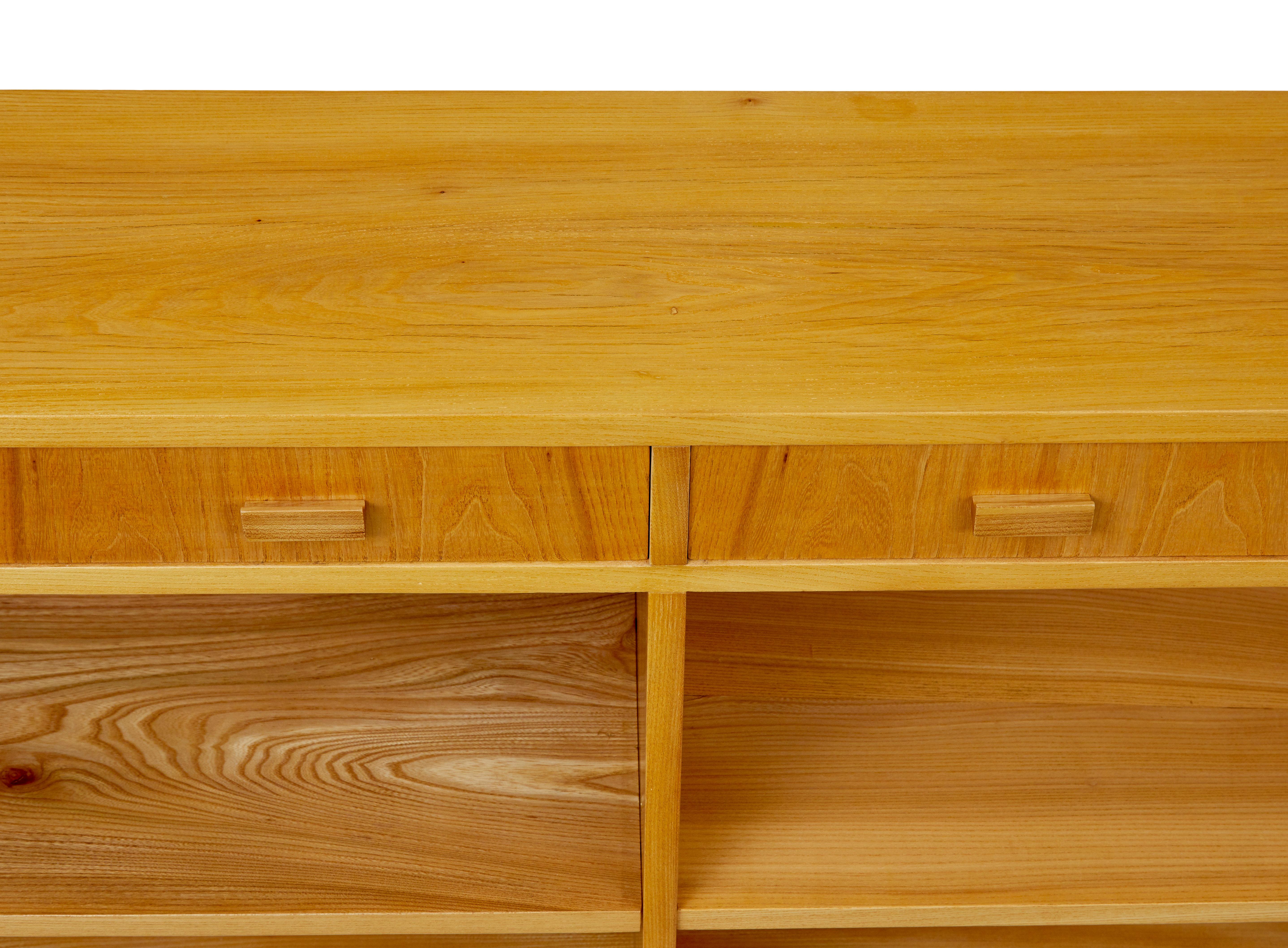 Scandinavian mid century elm low open bookcase For Sale 1