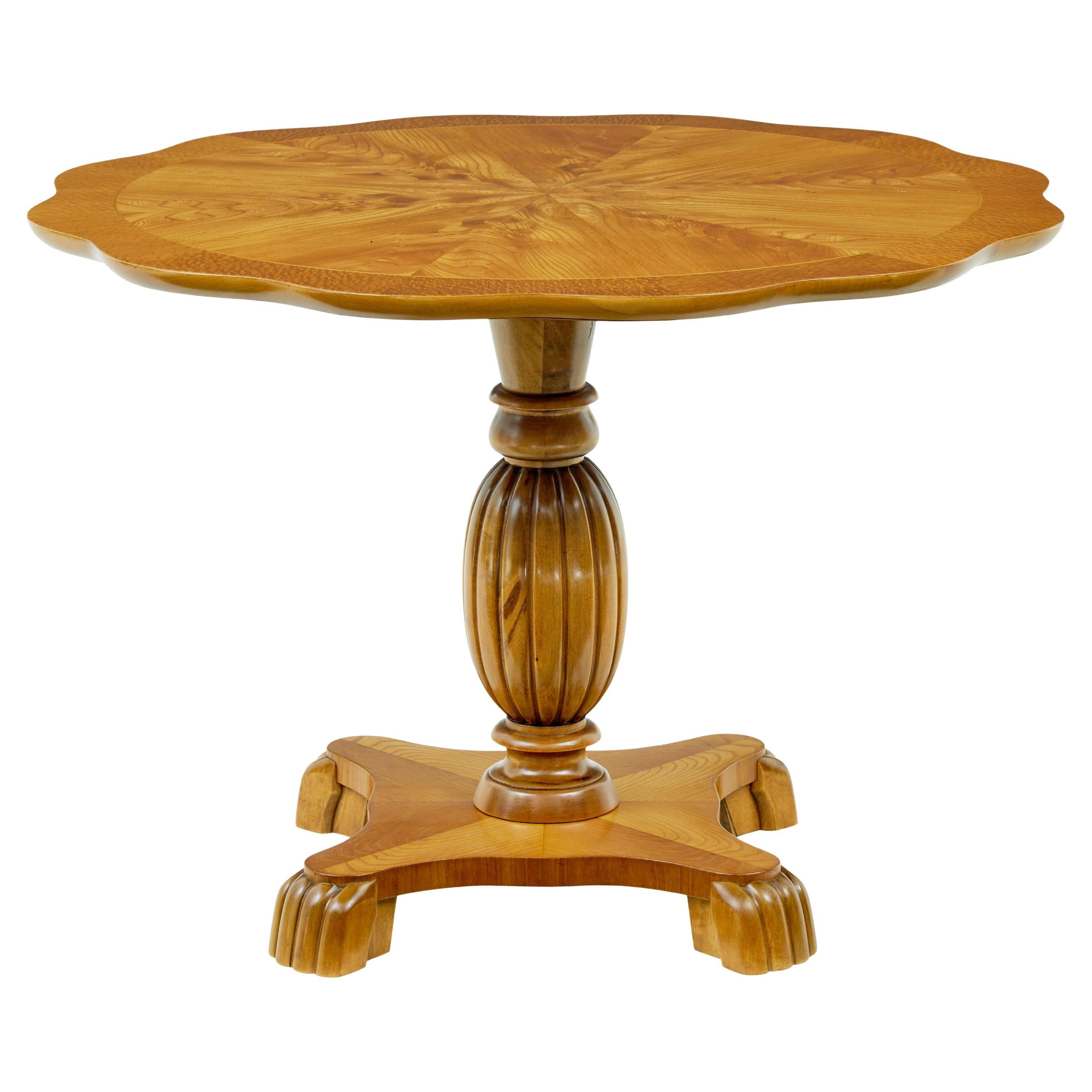 Scandinavian mid century elm shaped coffee table For Sale