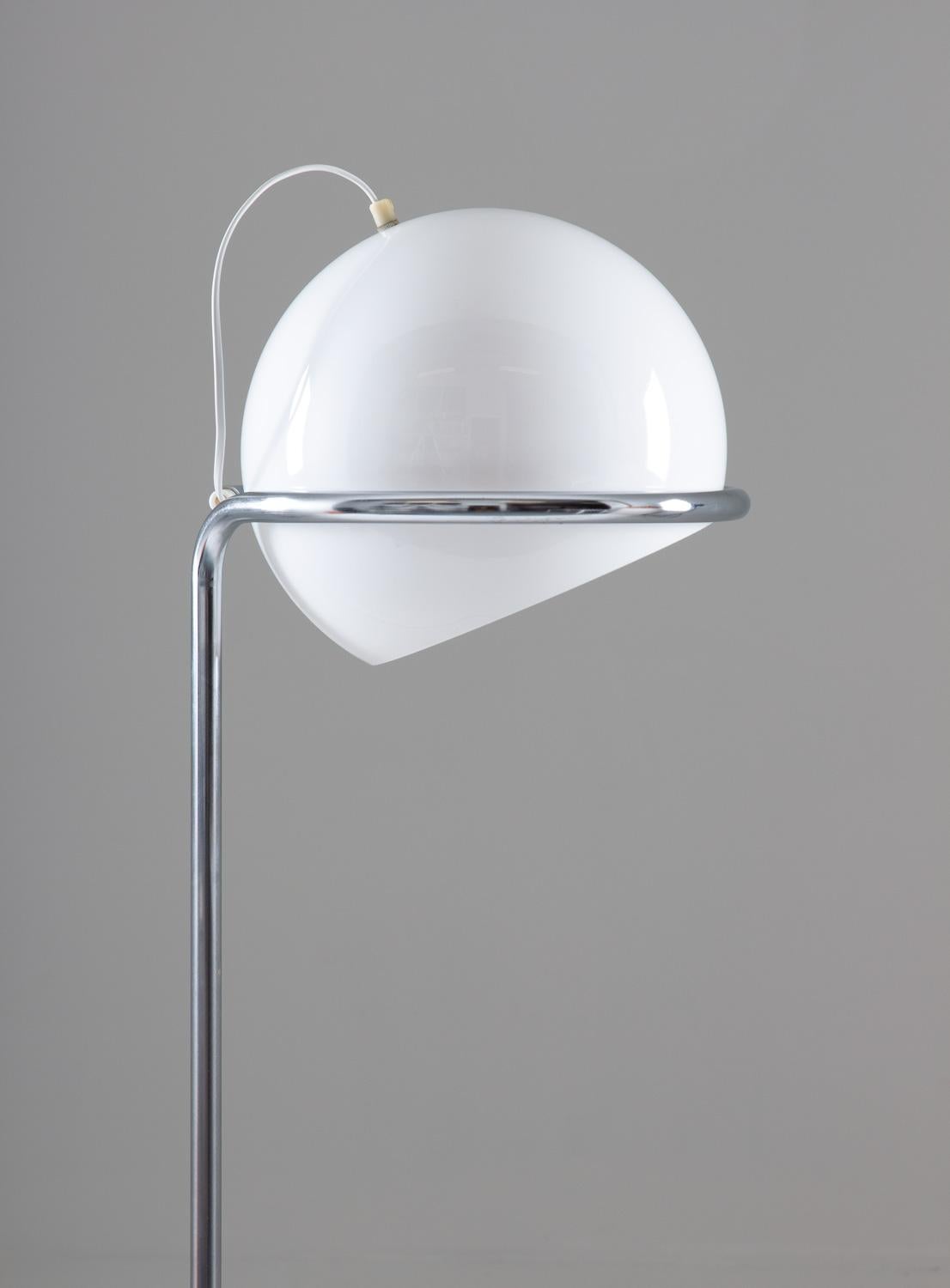 Swedish Scandinavian Midcentury Floor Lamp in Chrome and Acrylic by Bergboms
