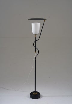 Scandinavian Mid Century Floor Lamp in Metal and Brass