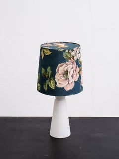 Scandinavian Mid-Century Glass Table Lamp with Floral Shade