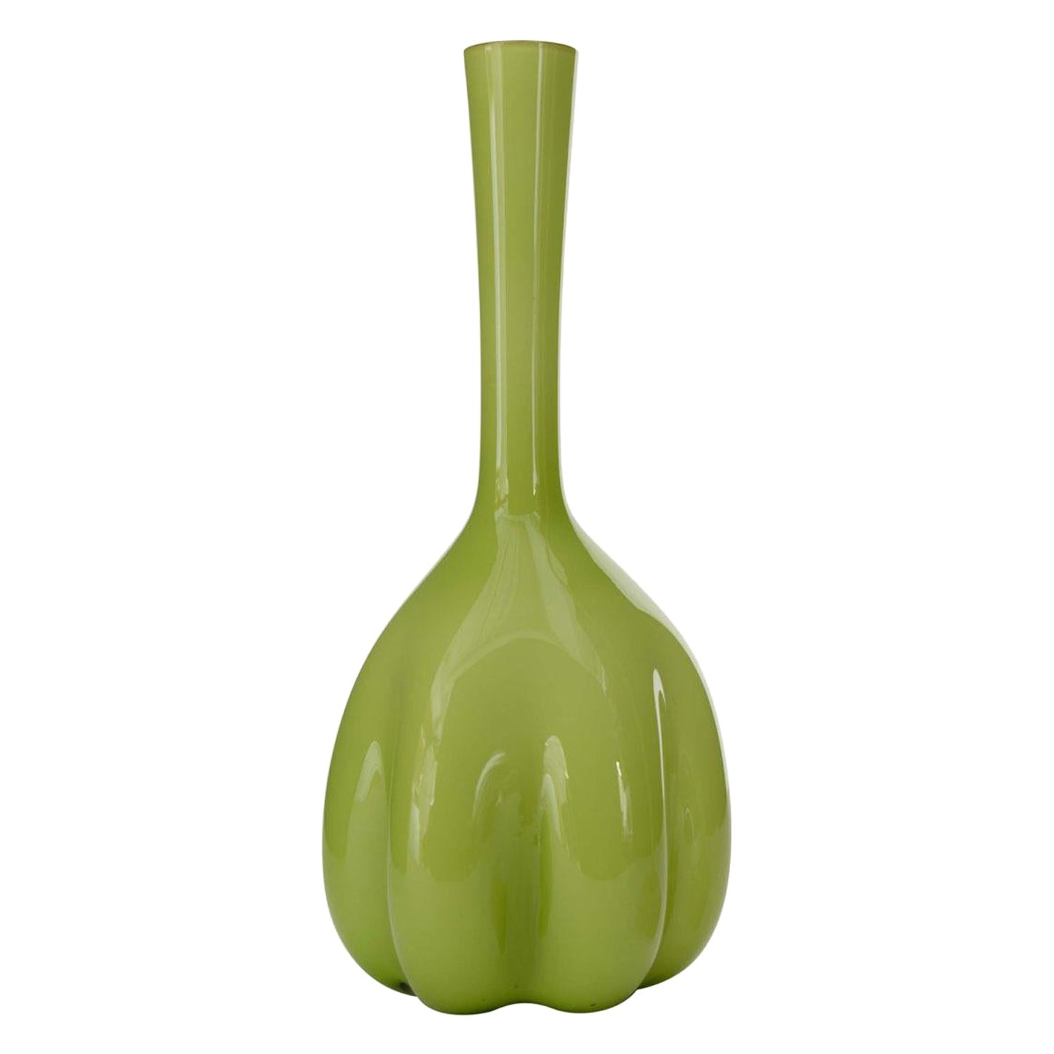 Scandinavian Mid-Century Green Glass Bud Vase