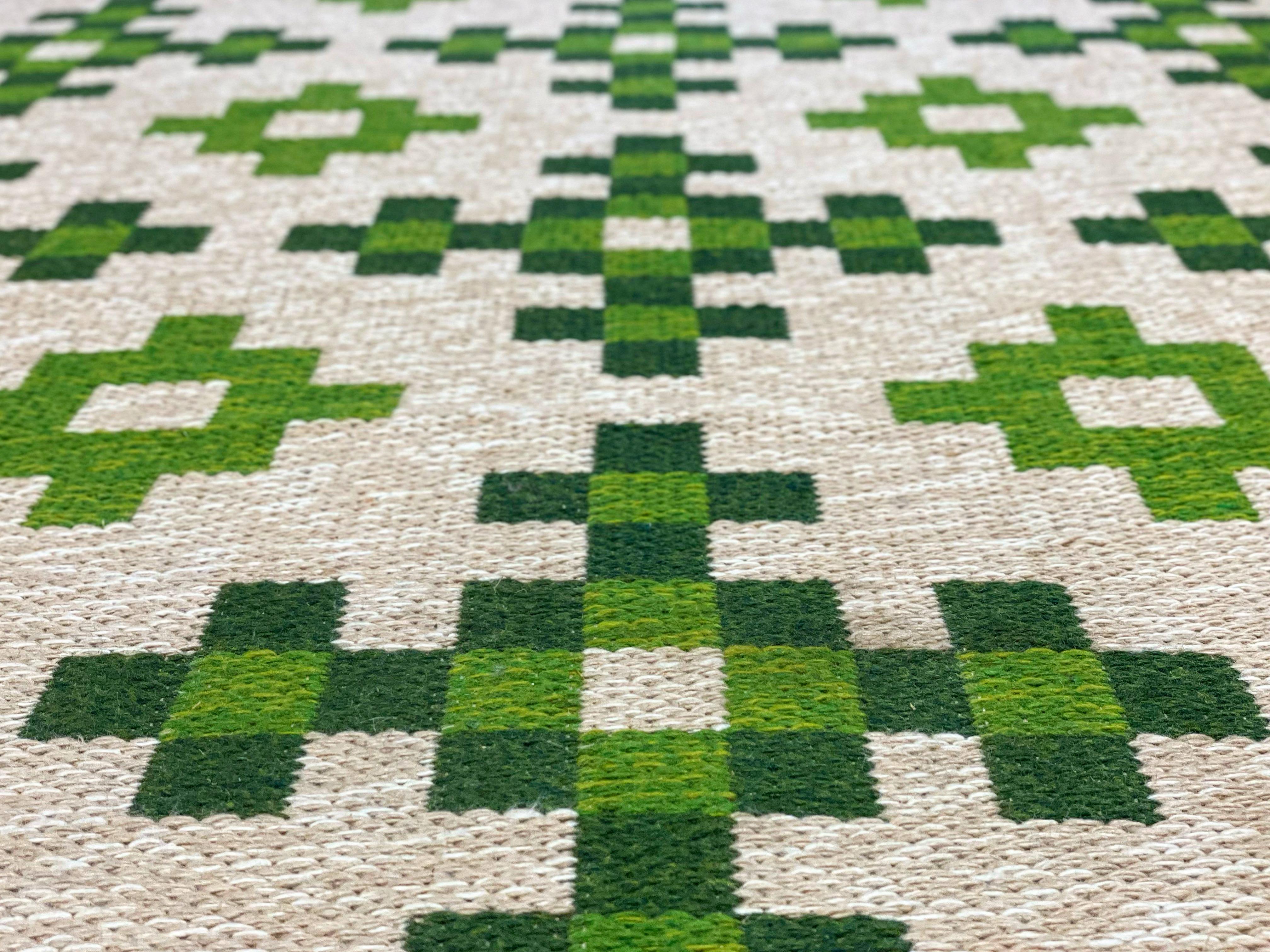 Skandinavischer Rya-Teppich aus grüner Khaki-Wolle aus der Mitte des Jahrhunderts, Tabergs, neu, auf Lager im Angebot 2