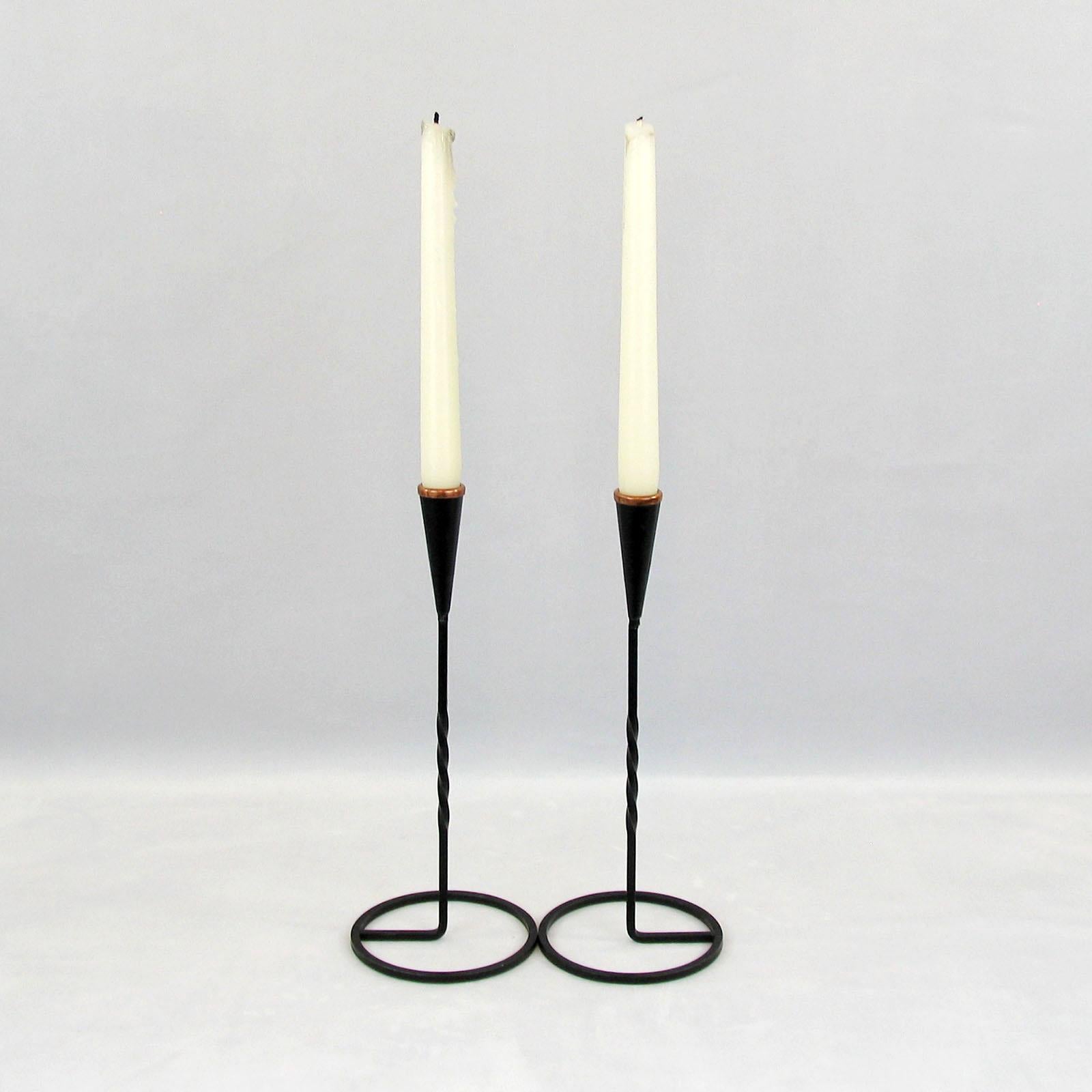 Mid-Century Modern Scandinavian Mid-Century Gunnar Ander Ystad Metall Pair of Candle Holders