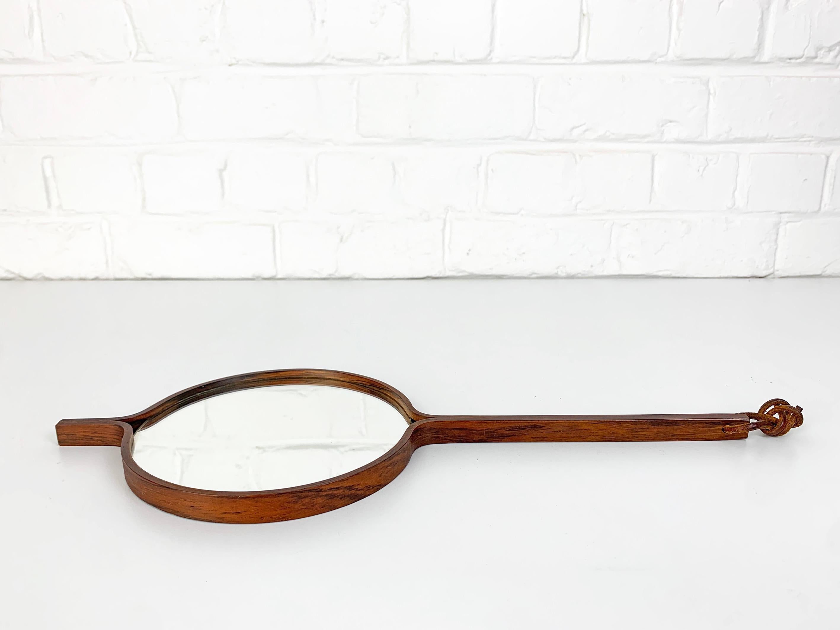 Scandinavian Mid-Century Hand Mirror ebonized wood Bech & Starup Den Permanente For Sale 4