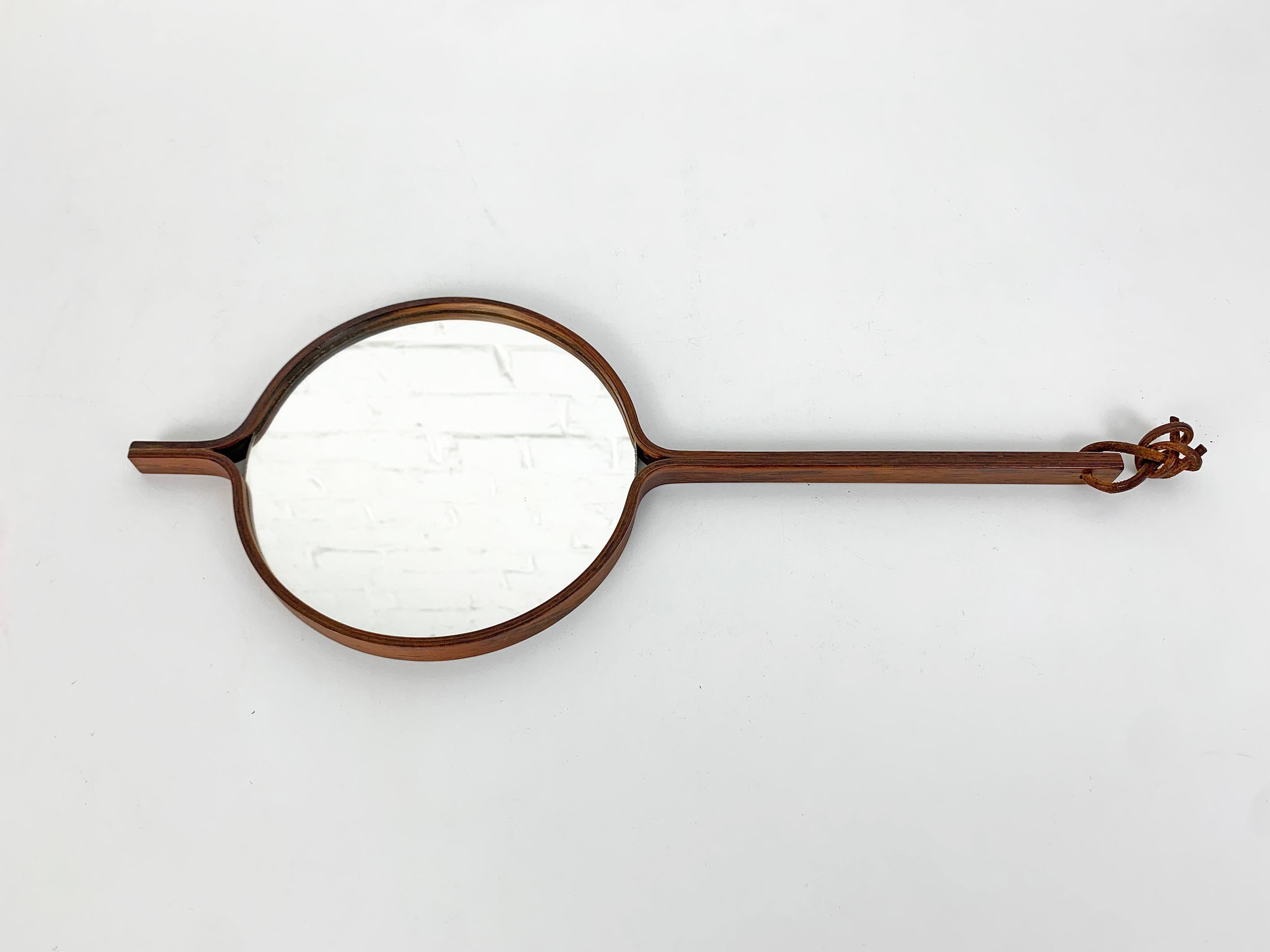 Scandinavian Mid-Century Hand Mirror ebonized wood Bech & Starup Den Permanente For Sale 5