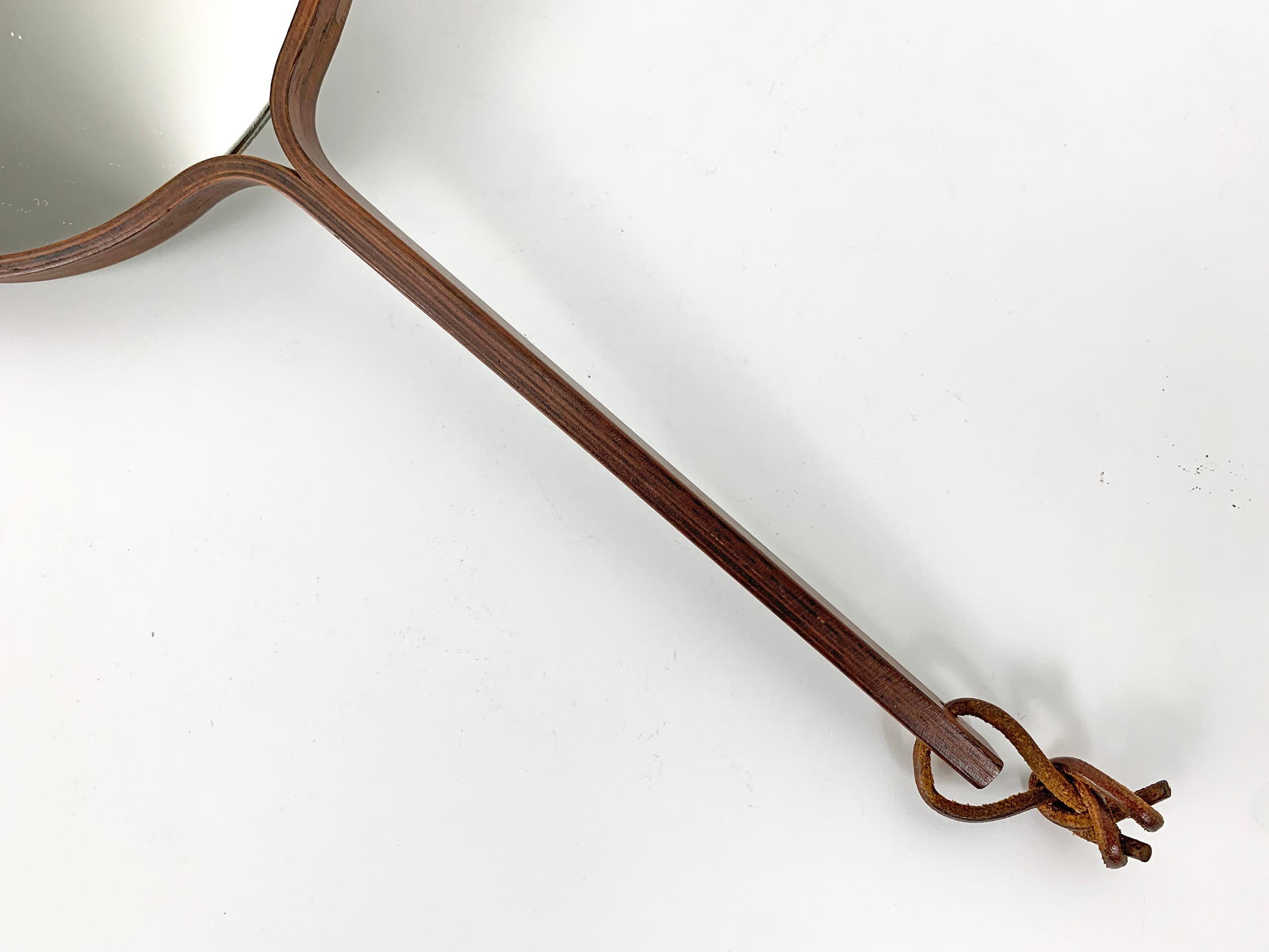 Plywood Scandinavian Mid-Century Hand Mirror ebonized wood Bech & Starup Den Permanente