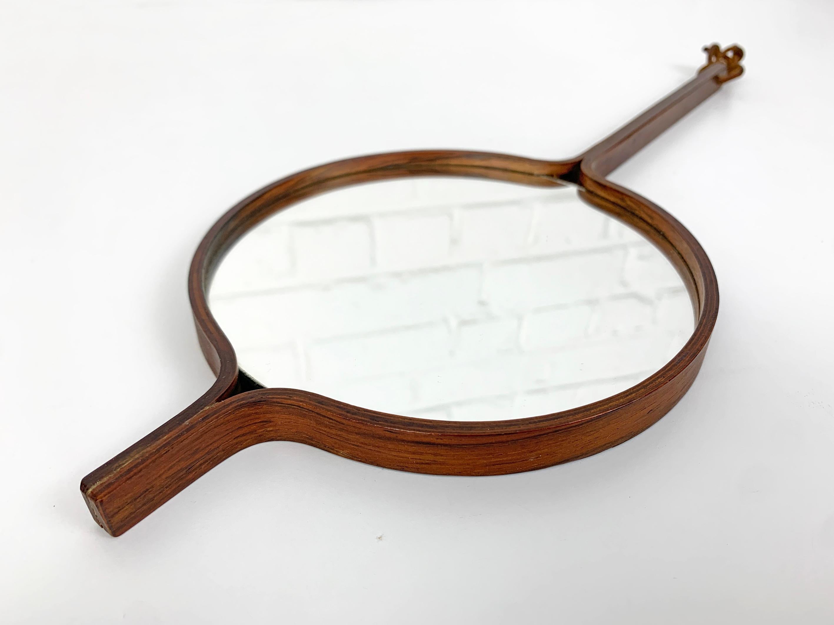 Scandinavian Mid-Century Hand Mirror ebonized wood Bech & Starup Den Permanente For Sale 2