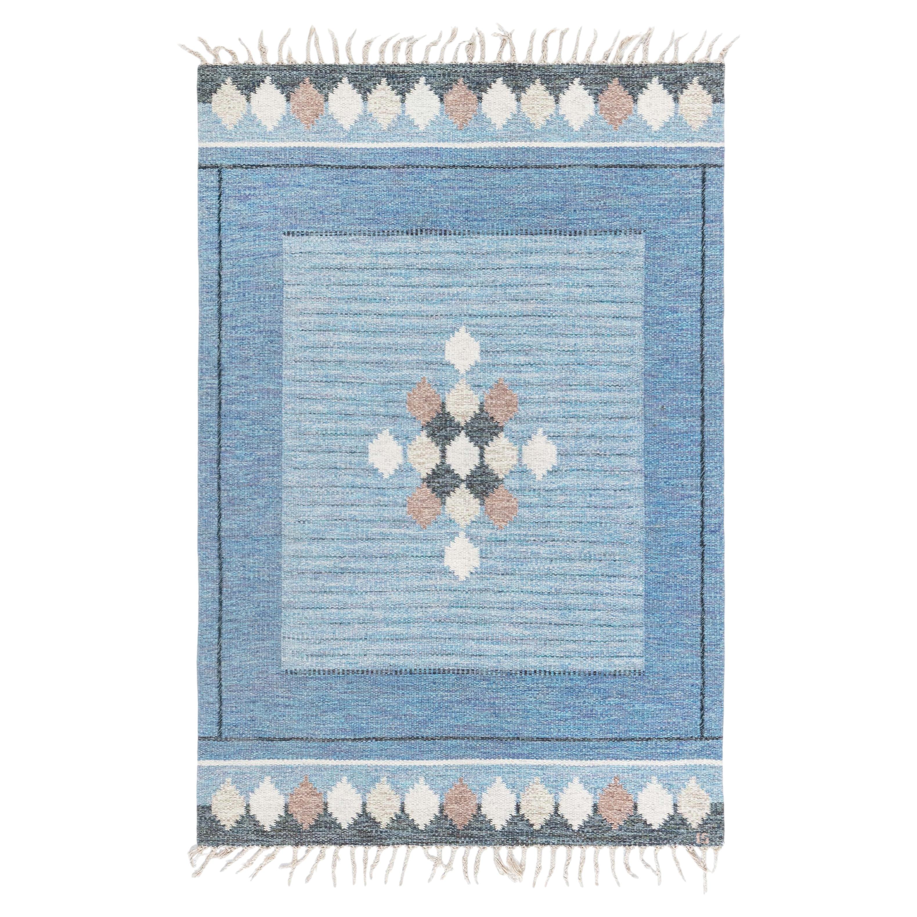 Scandinavian Mid-Century Ivory Flatweave Carpet By Ingegerd Silow