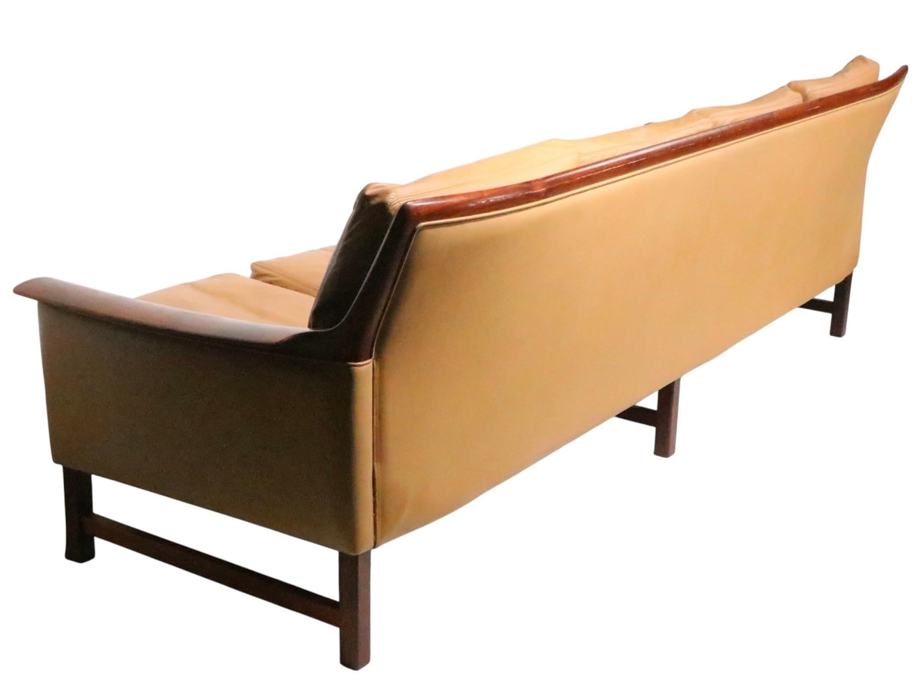 Leather Scandinavian Mid Century Minerva Four Seat  Sofa by Torjorn  Afdal for Bruksbo For Sale
