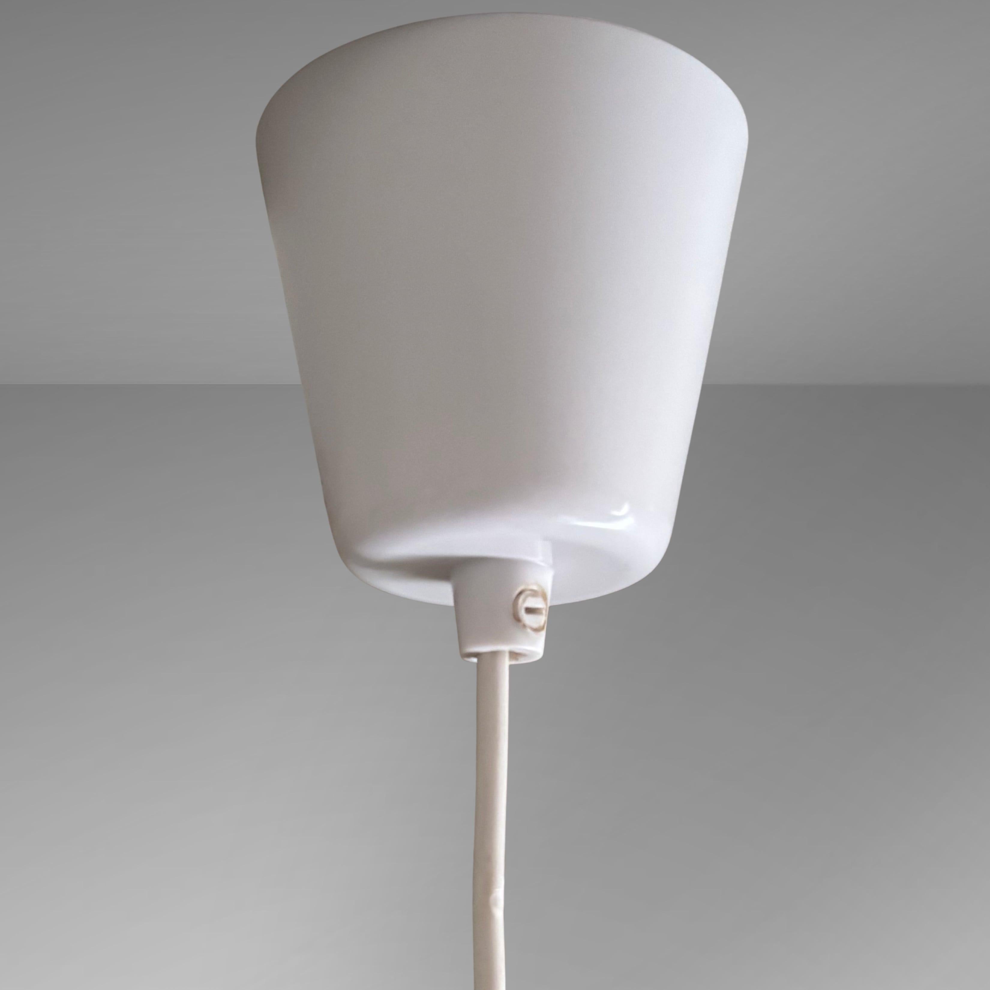 Scandinavian mid century minimalist pendant lamp, copper & glass, Sweden, 1950s For Sale 3