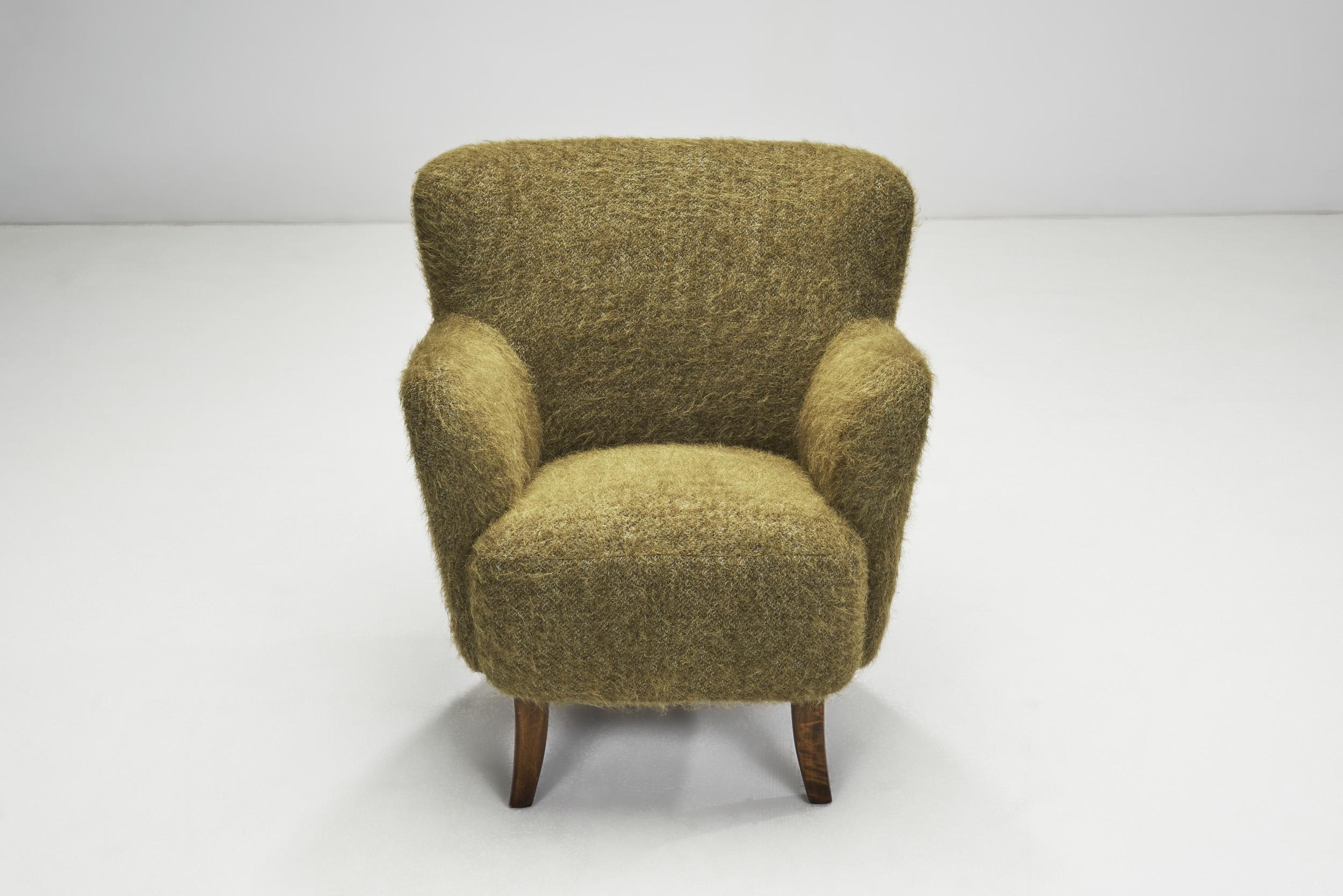 Fabric Scandinavian Mid-Century Modern Armchairs in Green Wool, Scandinavia 1950s