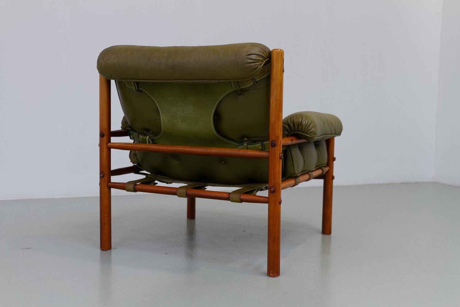 Sillón escandinavo moderno de mediados de siglo Arne Norell, Suecia Años 70. Cuero en venta