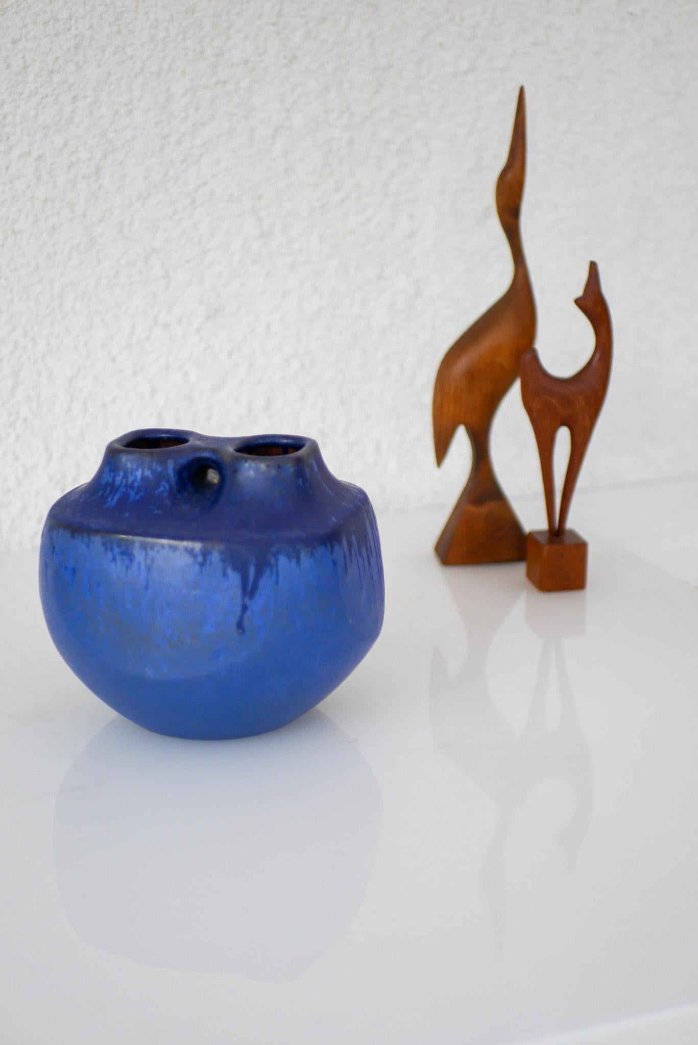 Hand-Crafted Scandinavian Mid-century modern art pottery vase, from Knabstrup, Denmark For Sale
