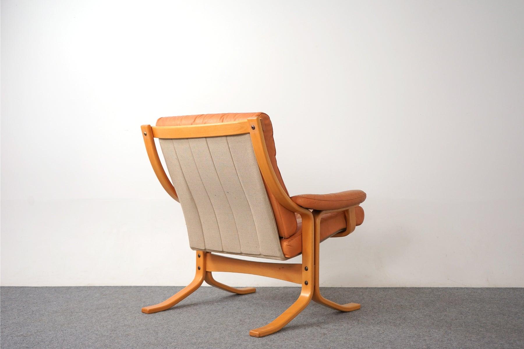 Scandinavian Mid-Century Modern Beech & Leather Easy Chair by Ekornes 3