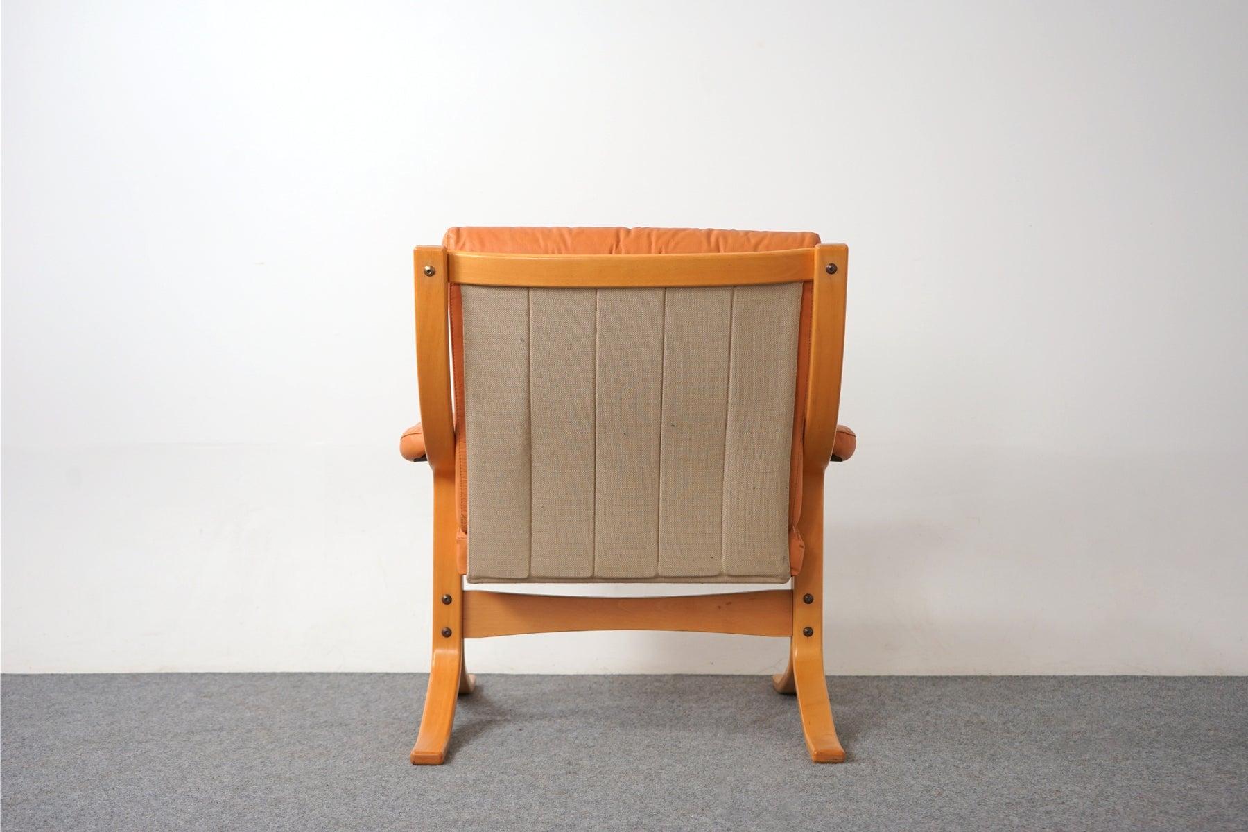 Scandinavian Mid-Century Modern Beech & Leather Easy Chair by Ekornes 4