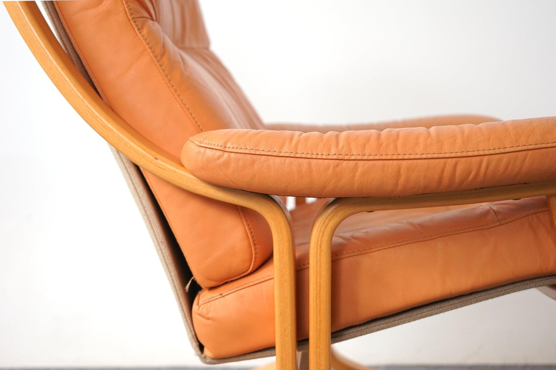 Scandinavian Mid-Century Modern Beech & Leather Easy Chair by Ekornes 1
