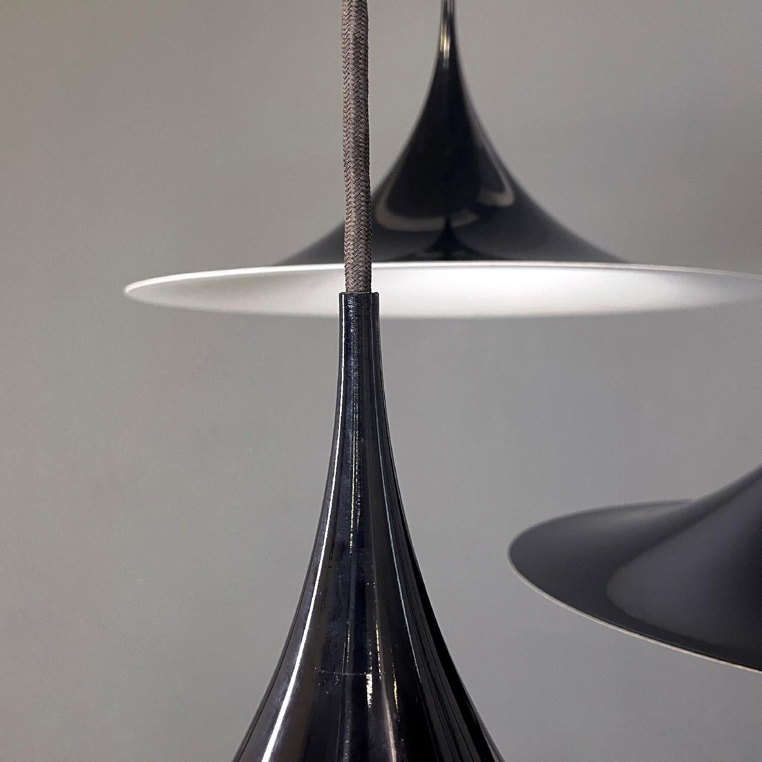 Metal Scandinavian mid-century modern black chandeliers Semi by Fog & Mørup, 1960s For Sale