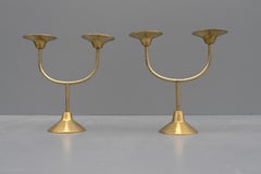 Scandinavian Mid-Century Modern Candle Holders in Brass, Denmark 1960's
