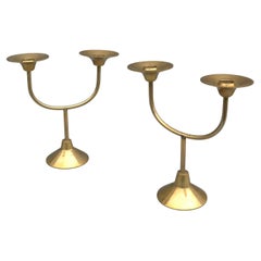 Scandinavian Mid-Century Modern Candle Holders in Brass, Denmark 1960's