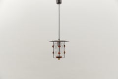 Scandinavian Mid-Century Modern Ceiling Lamp in Copper, Teak and Glass, 1960s