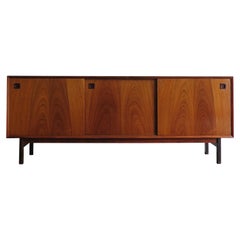 Vintage Scandinavian Mid-Century Modern Design Dark Wood Sideboard, 1950s