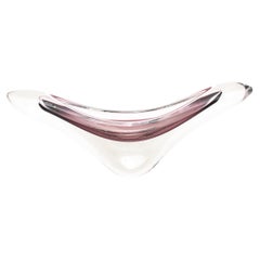 Scandinavian Mid-Century Modern Glass Pink Red Bowl by Paul Kedelv for Flygsfors