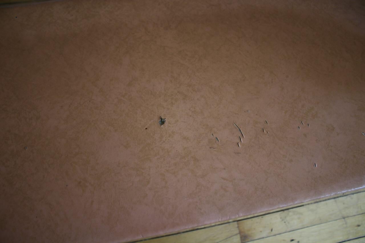 20th Century Scandinavian Mid-Century Modern Leather Loveseat Sofa Bench