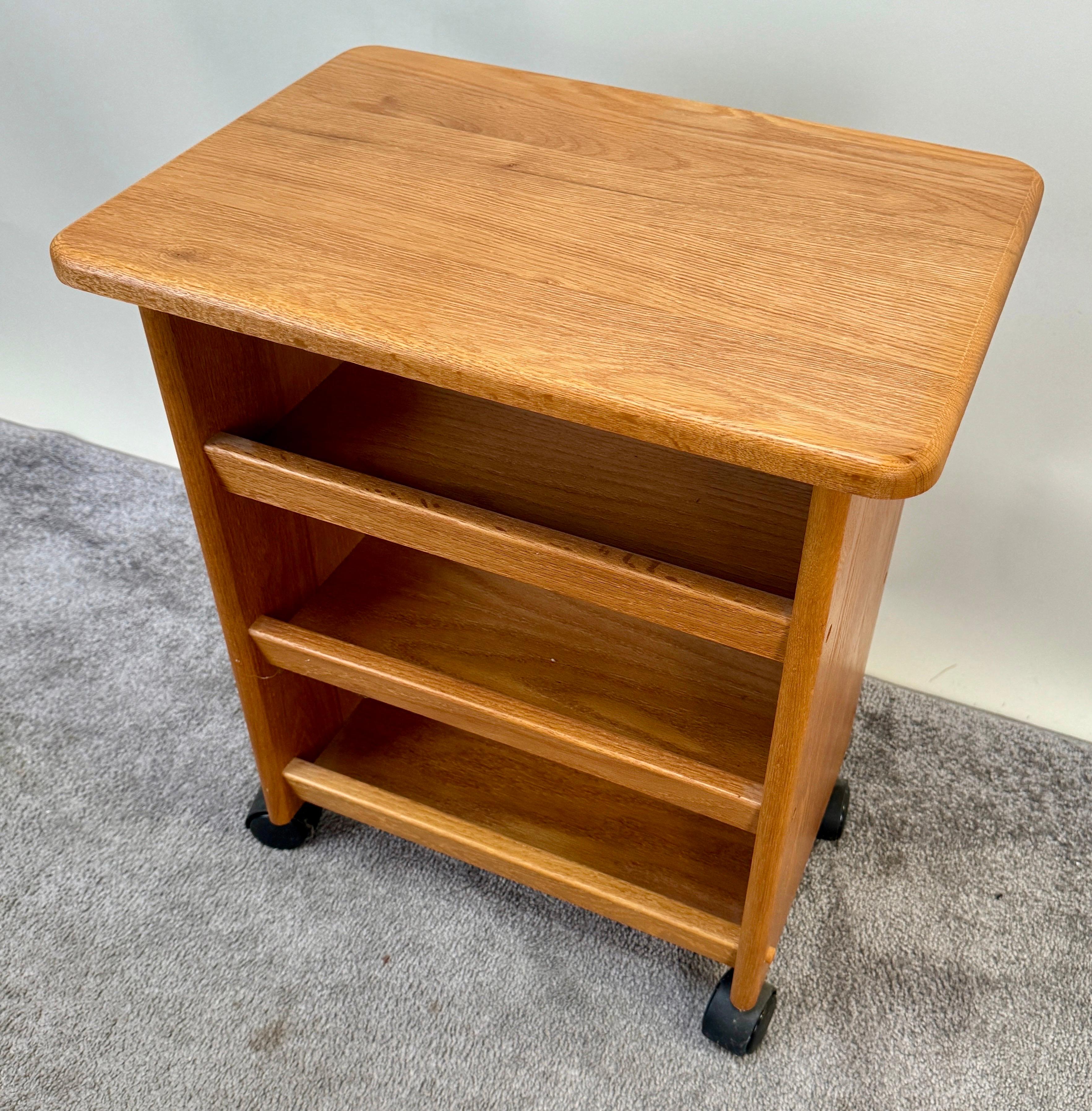 Scandinavian Mid Century Modern Maple wood Three -Shelves Serving Cart  For Sale 1