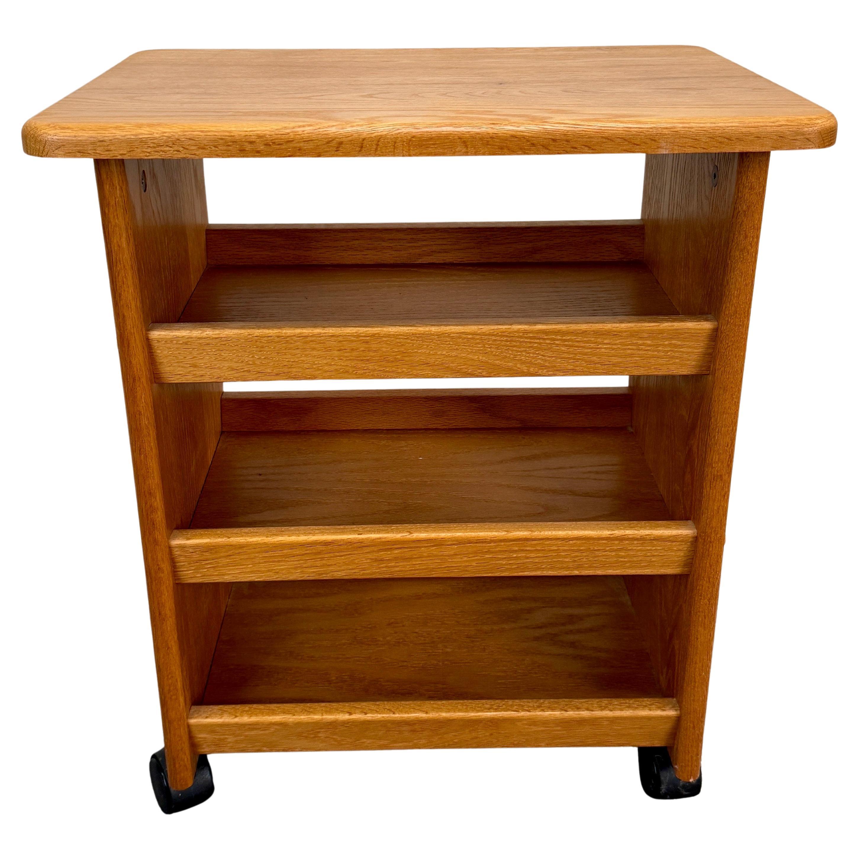 Scandinavian Mid Century Modern Maple wood Three -Shelves Serving Cart