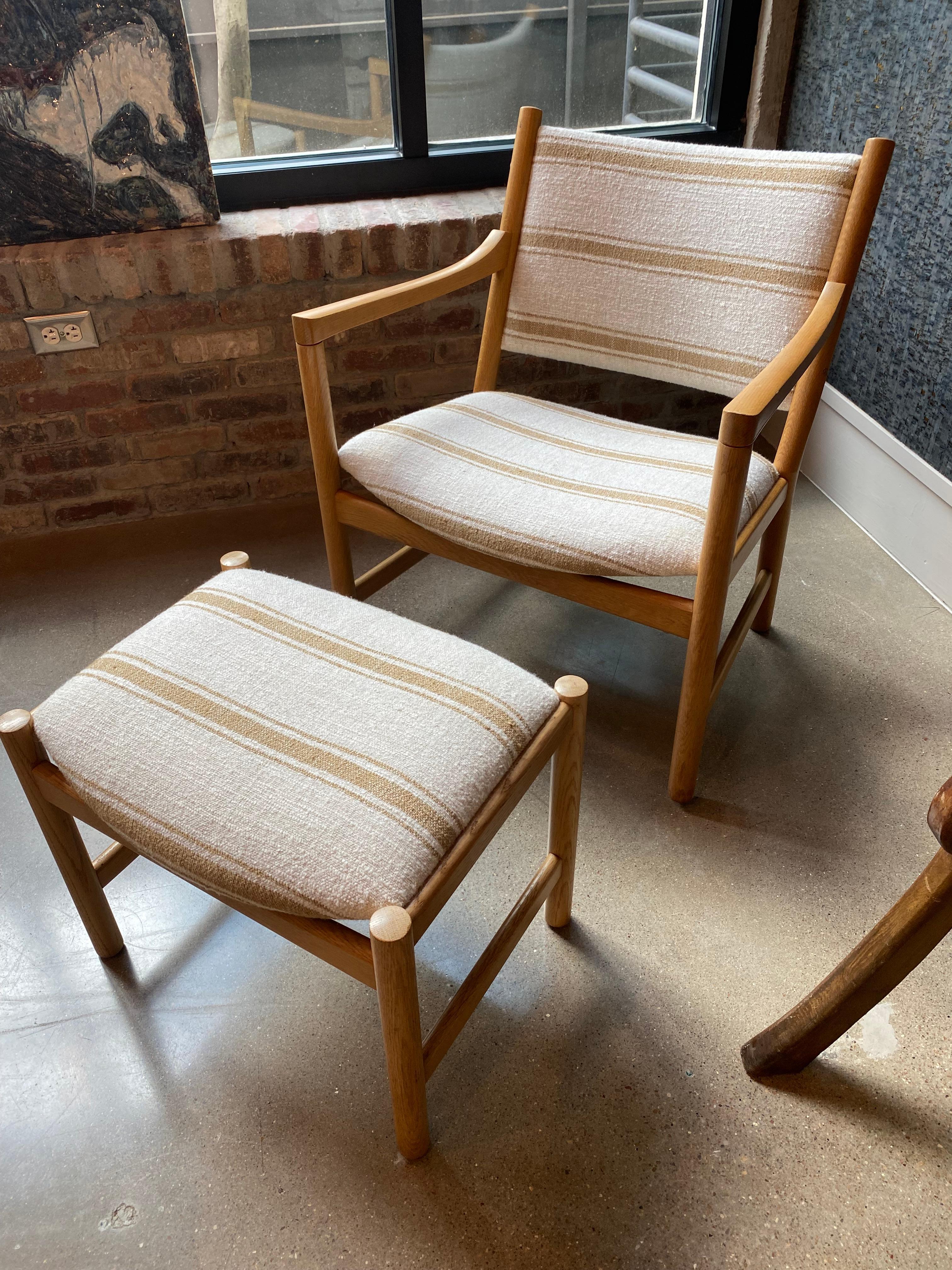 Scandinavian Mid-Century Modern Oak Chair with Ottoman, 1960's In Good Condition In Austin, TX