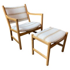 Vintage Scandinavian Mid-Century Modern Oak Chair with Ottoman, 1960's