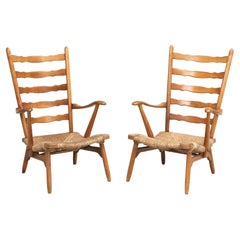 Vintage Scandinavian Mid-Century Modern Pair of Chairs Unrestored Condition, circa 1960s