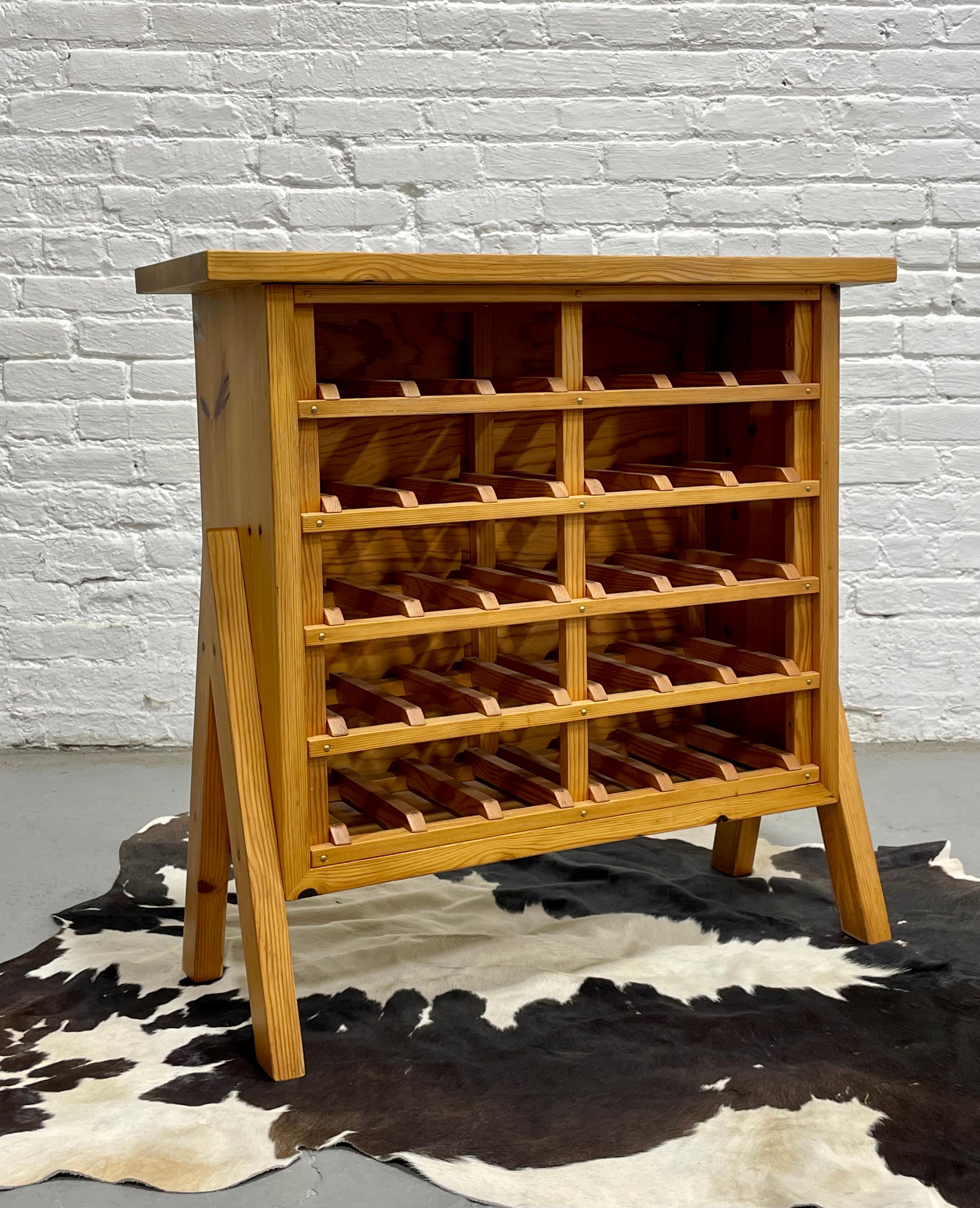 SCANDINAVIAN Mid Century Modern PINE Wine Rack c. 1970’s in vendita 4