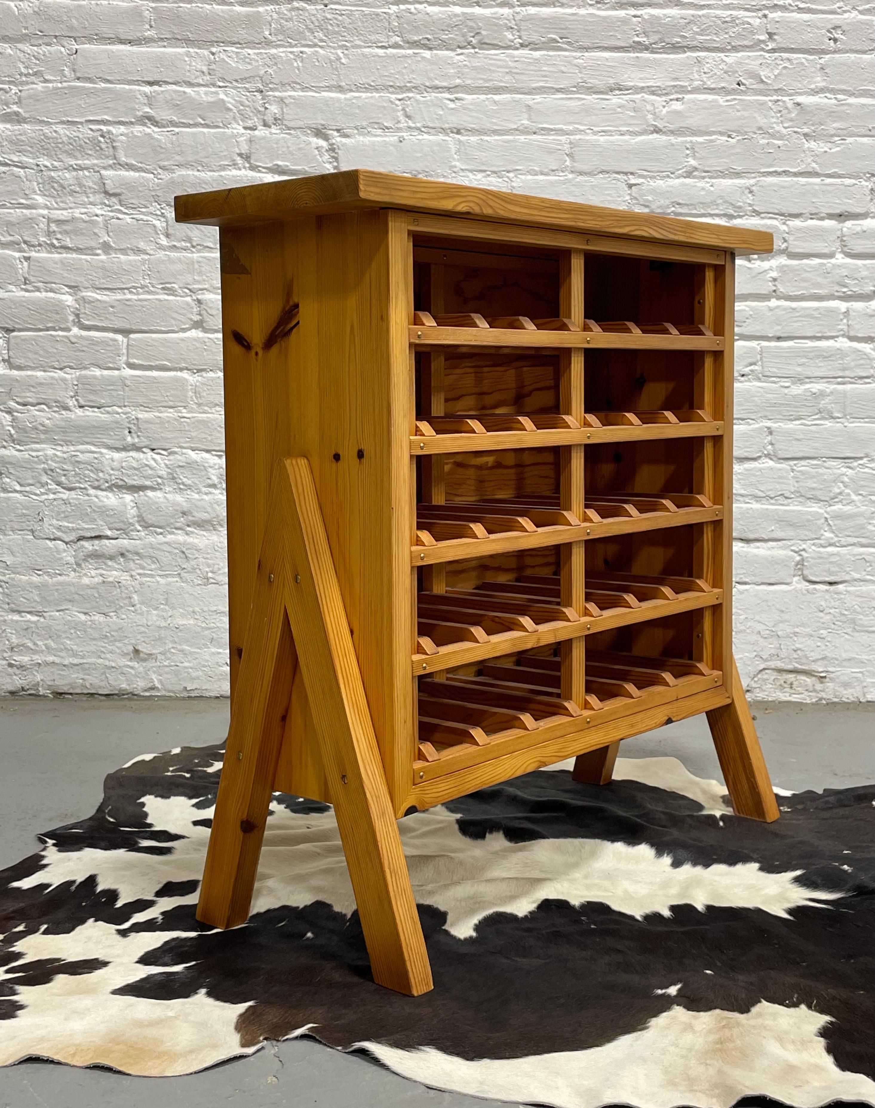 SCANDINAVIAN Mid Century Modern PINE Wine Rack c. 1970’s in vendita 5