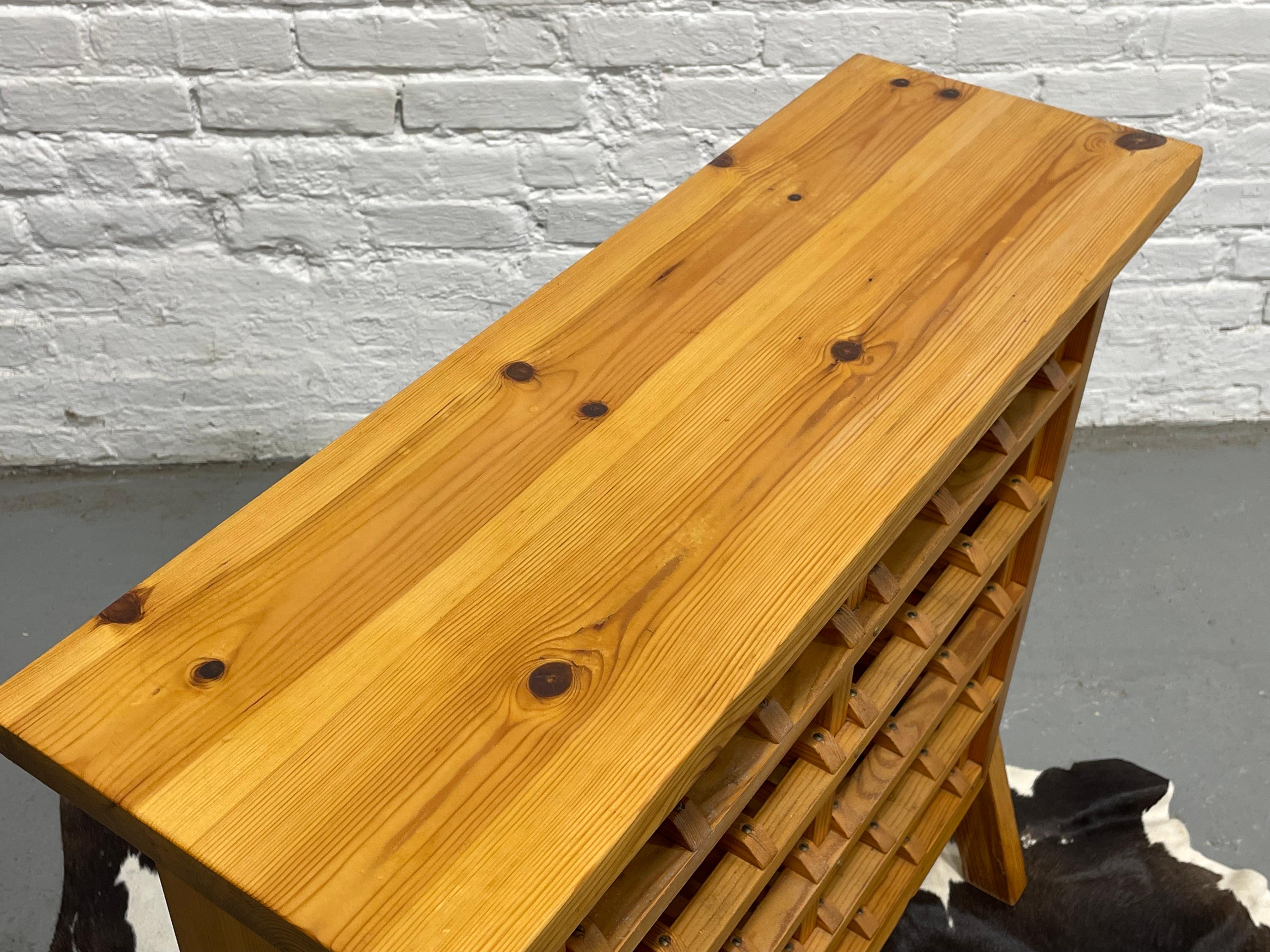 SCANDINAVIAN Mid Century Modern PINE Wine Rack c. 1970’s in vendita 7