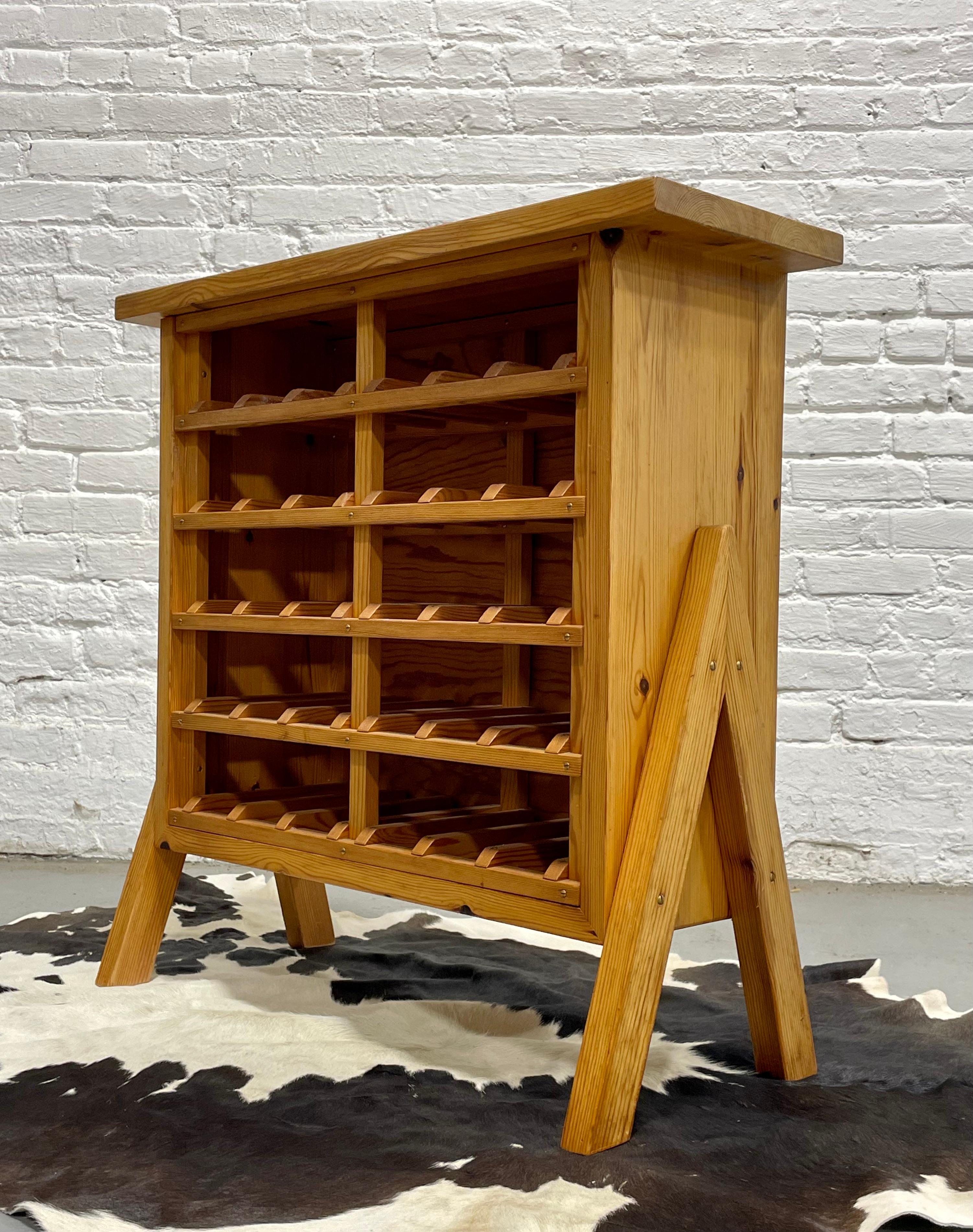 SCANDINAVIAN Mid Century Modern PINE Wine Rack c. 1970’s in vendita 8