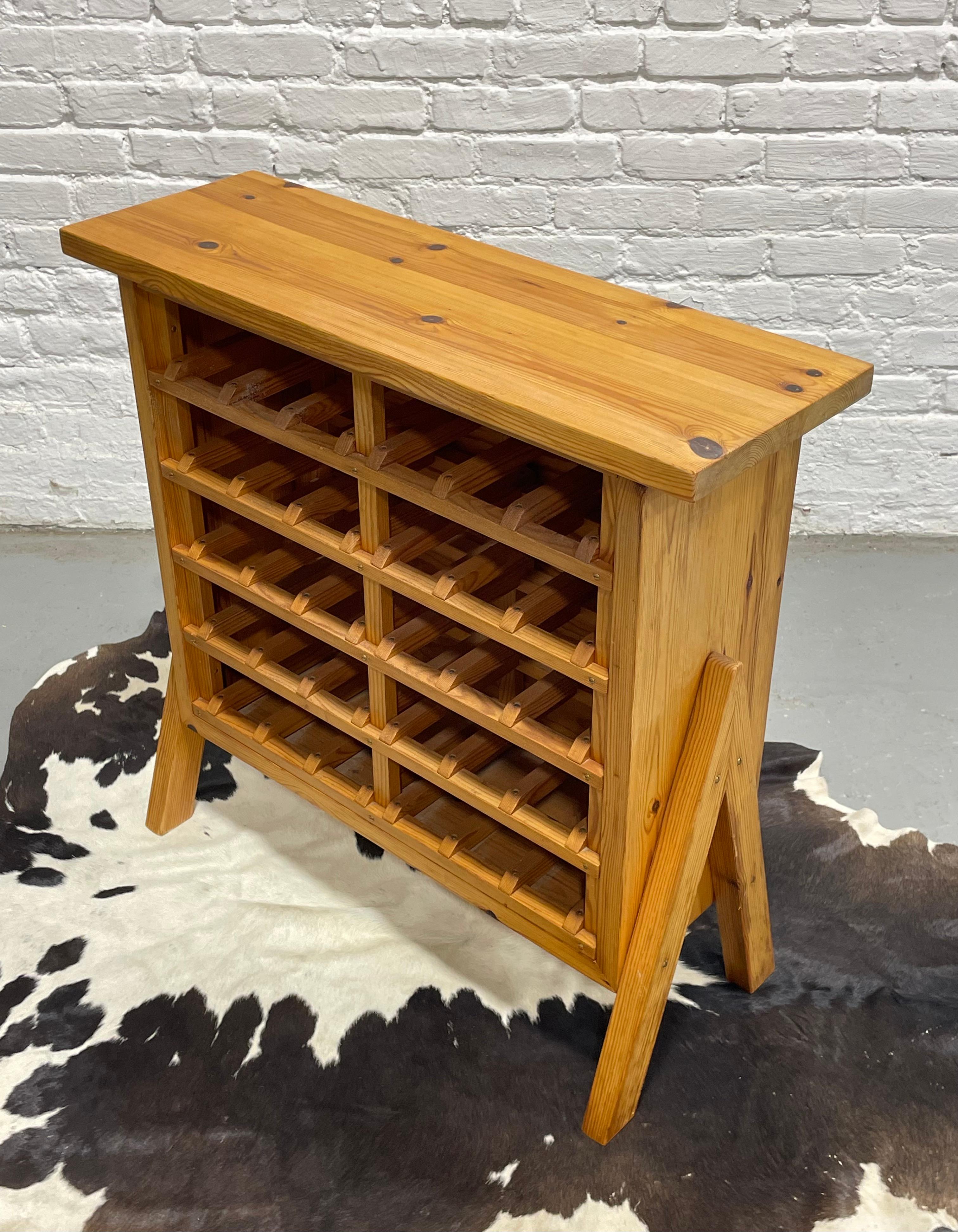 SCANDINAVIAN Mid Century Modern PINE Wine Rack c. 1970’s in vendita 9
