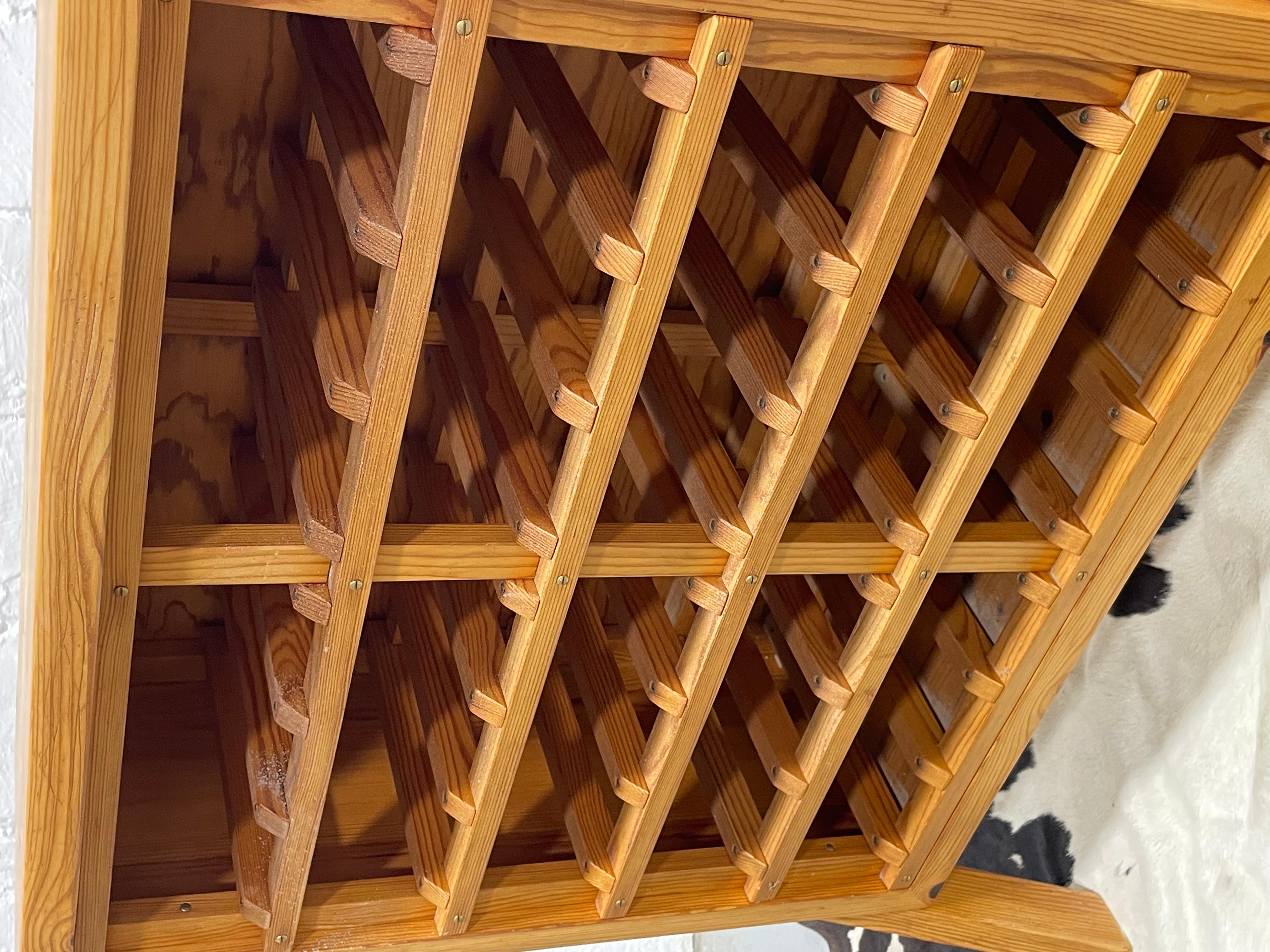 SCANDINAVIAN Mid Century Modern PINE Wine Rack c. 1970’s in vendita 10